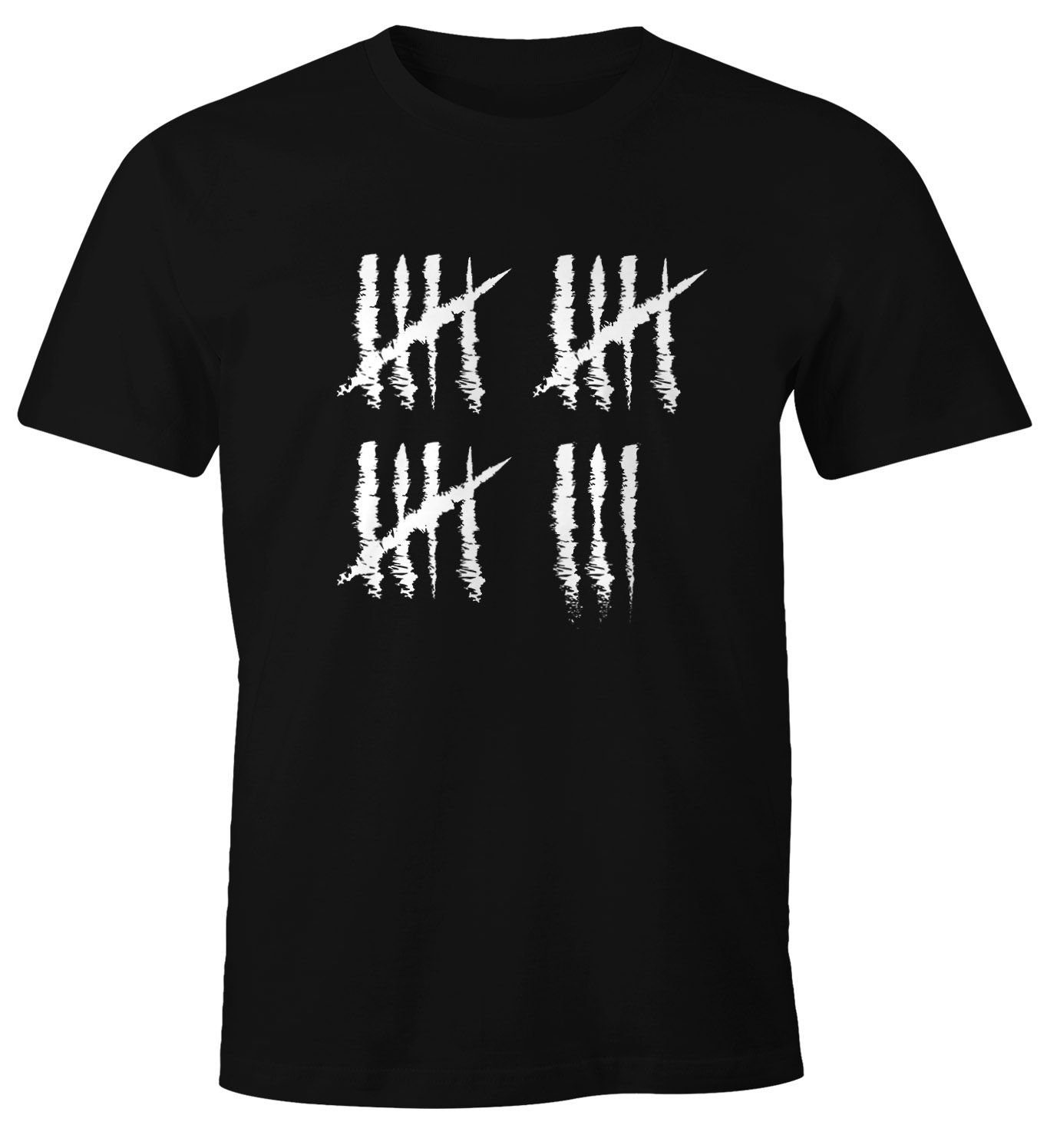 Jahrgang schwarz Geschenk MoonWorks Geburtstag Strichliste T-Shirt mit Print Fun-Shirt [object Alter Print-Shirt Moonworks® Jubiläum Object] 18 Striche Herren
