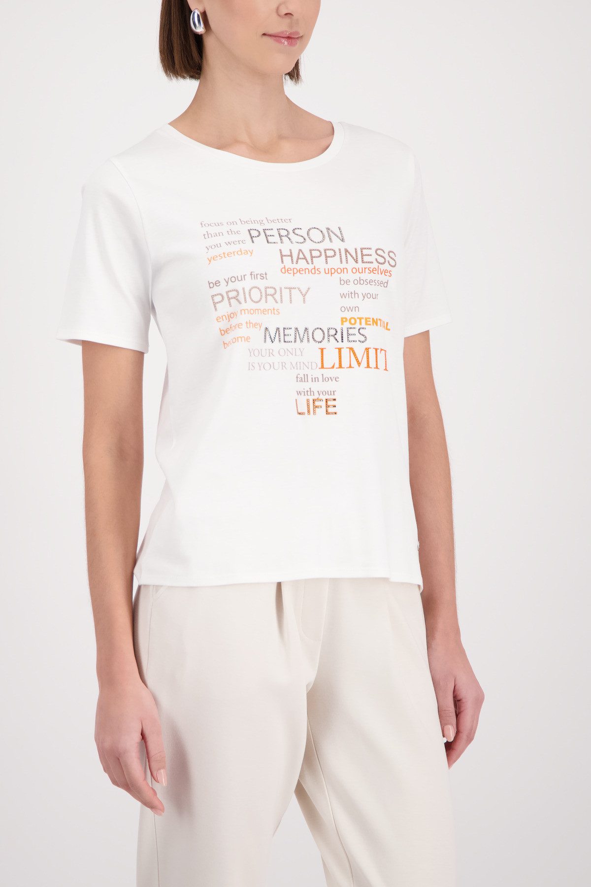 Monari T-Shirt Rundhalsausschnitt, Regular Fit, Strasssteine