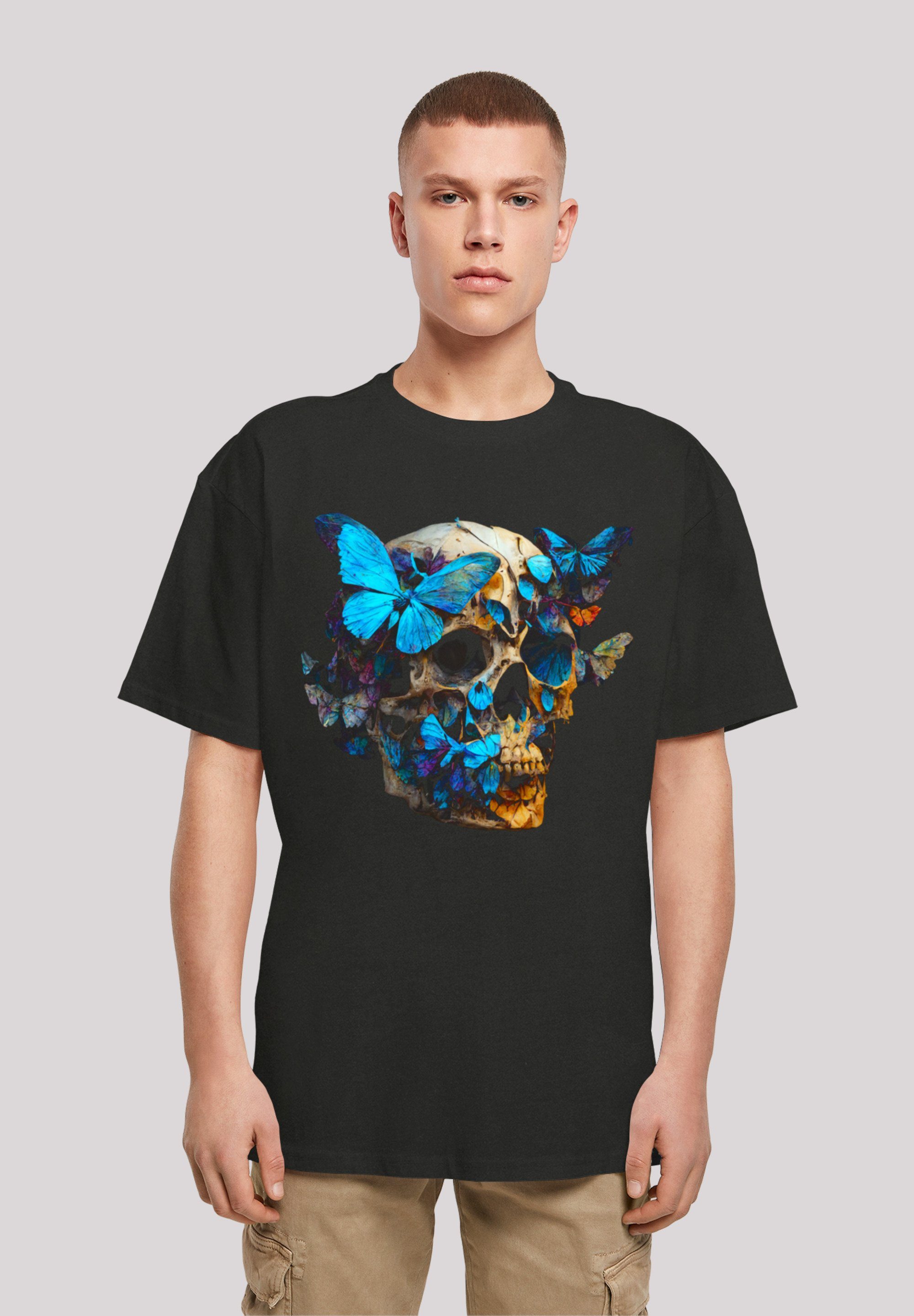 2024 Neuerscheinung F4NT4STIC T-Shirt Schmetterling Skull OVERSIZE TEE schwarz Print