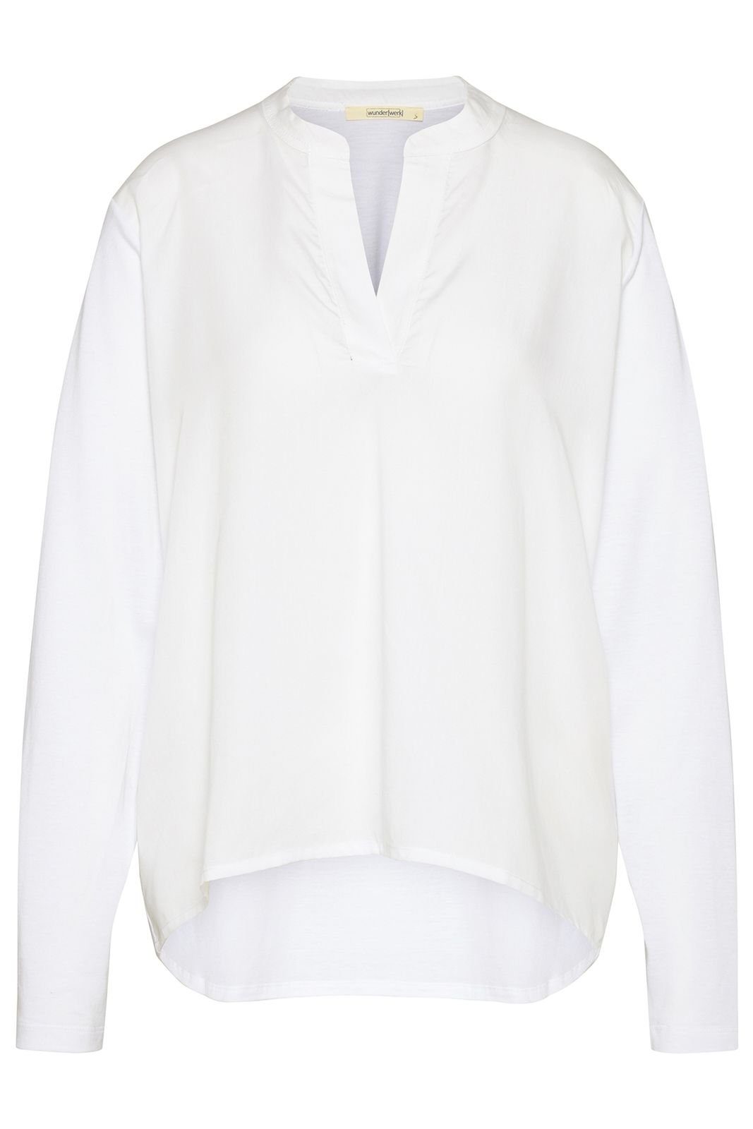 - Langarmbluse TENCELmix blouse white 100 Henley wunderwerk