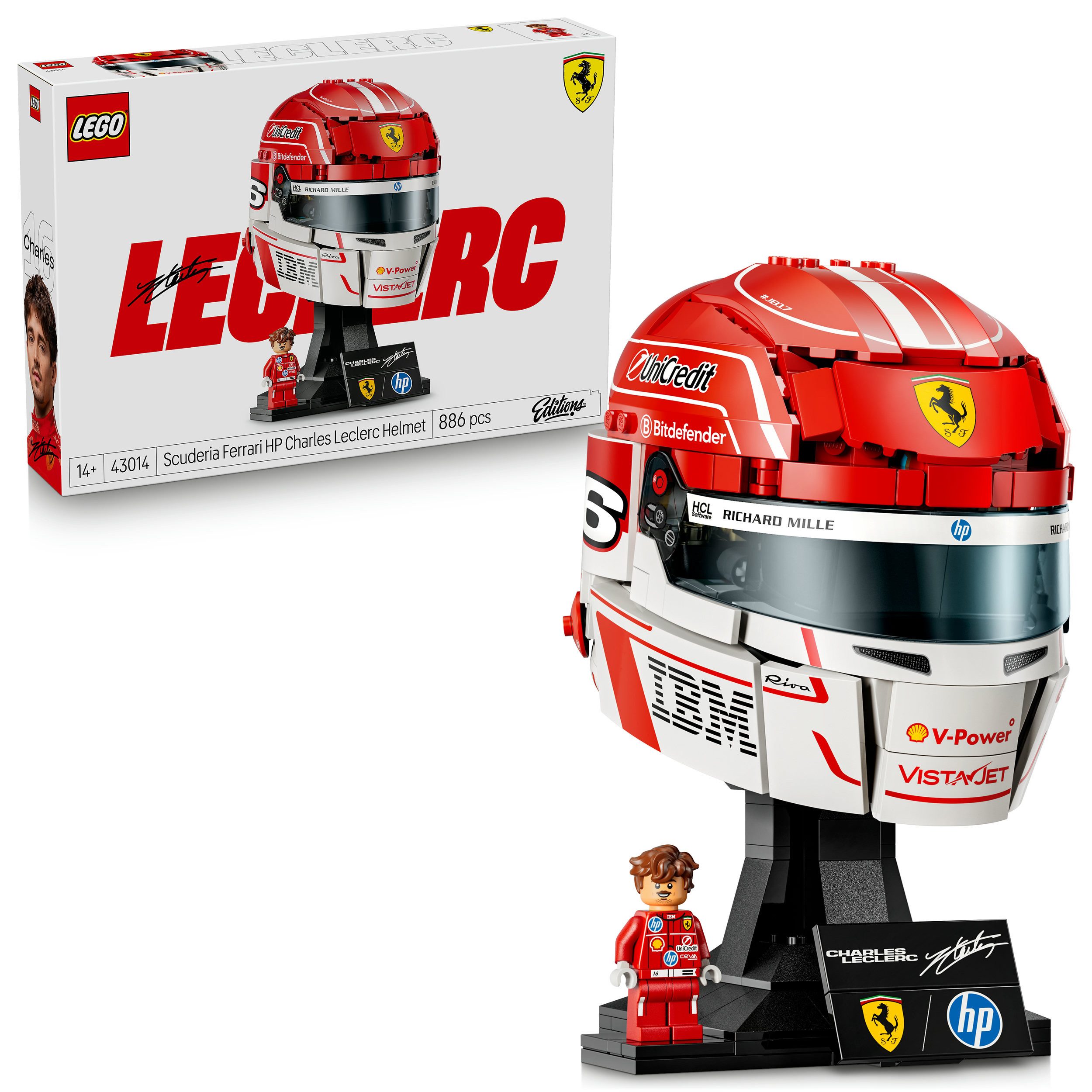 LEGO® Scuderia Ferrari HP Charles Leclerc Helm (43014) Konstruktionsspielsteine, (886 St), LEGO Editions Formula 1