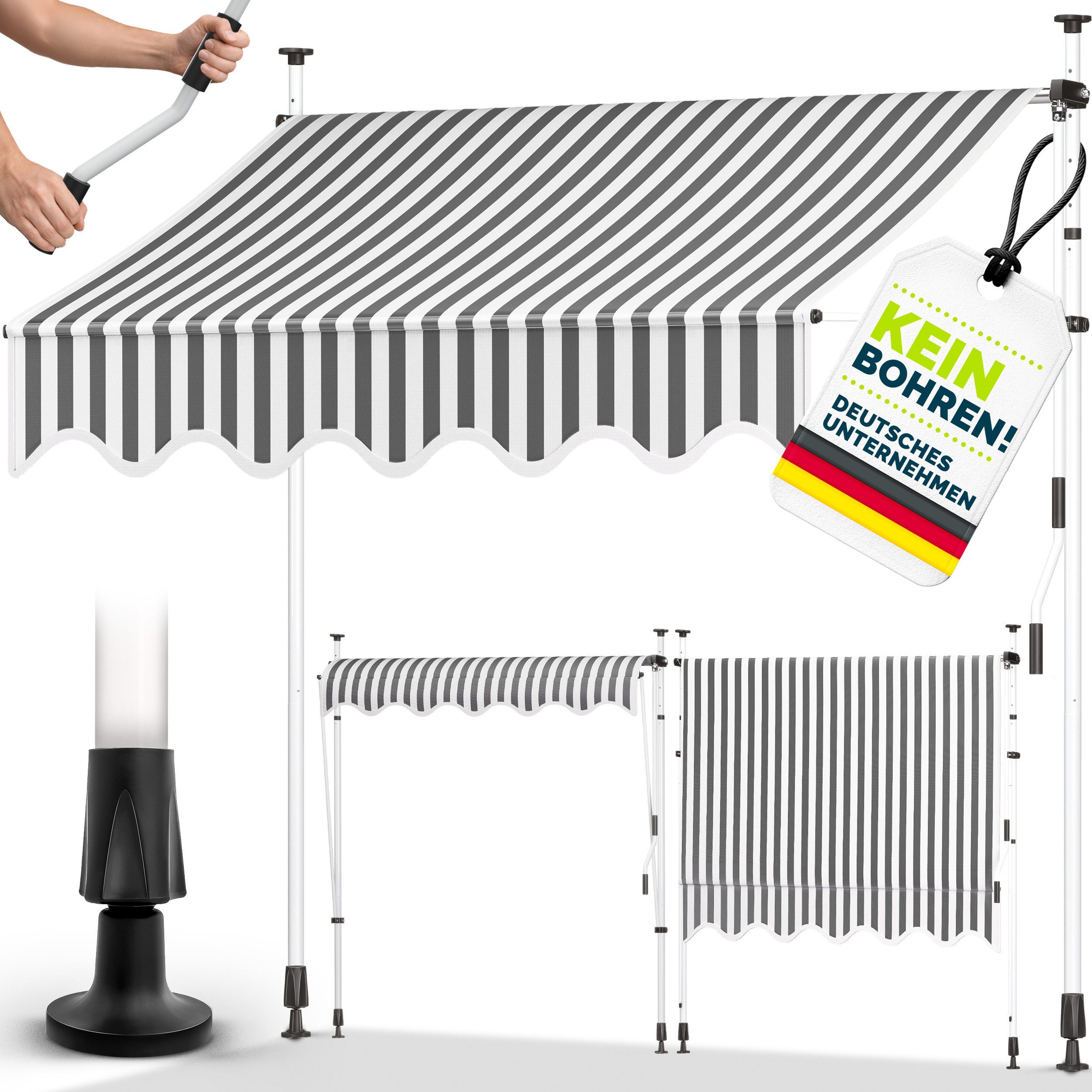 tillvex Klemmmarkise tillvex Balkonmarkise Markise Klemmmarkise Sonnenmarkise Handkurbel