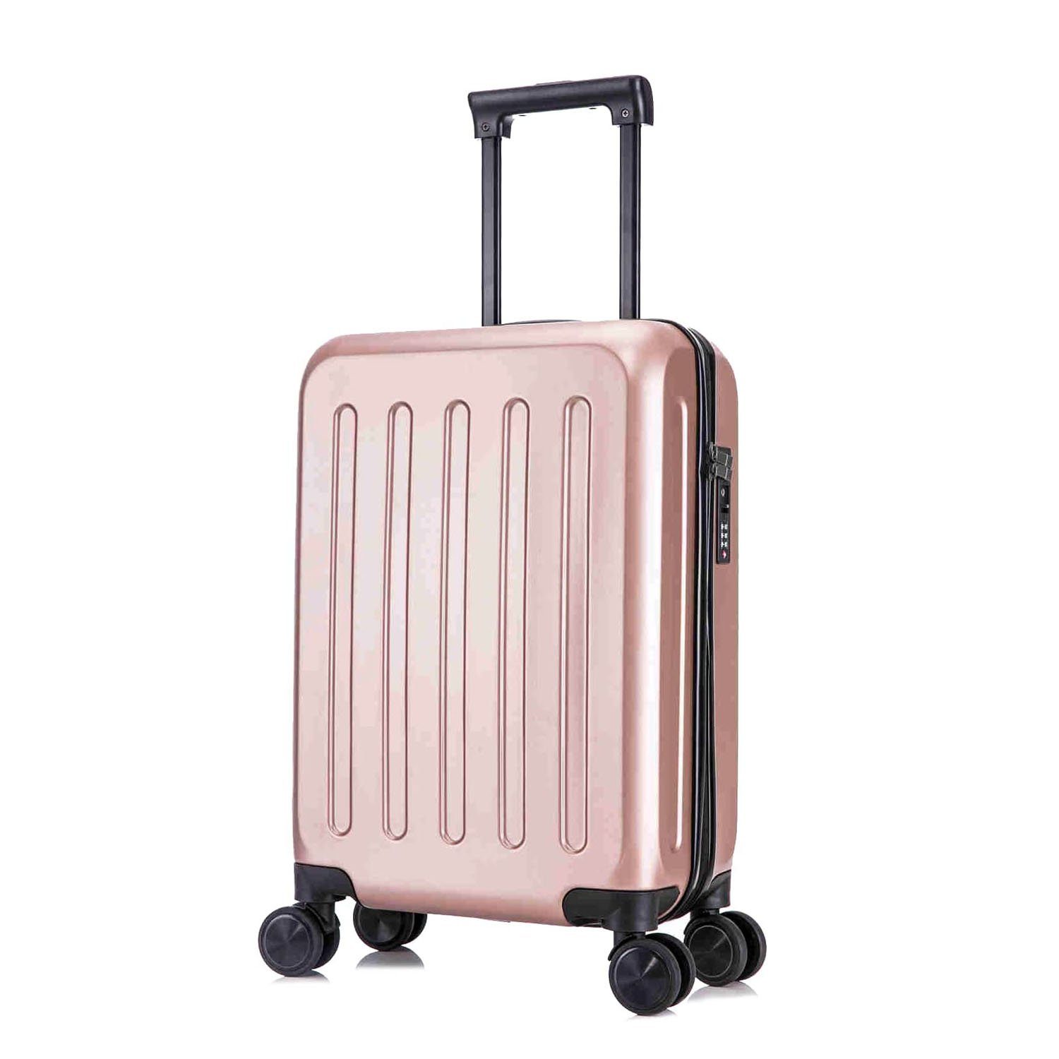 Reisekoffer Superleicht, rosa Hartschalen-Trolley TSA-Zahlenschloß 4 mit interGo Rollen, Rollen Harteschale 4 Hartschalenkoffer