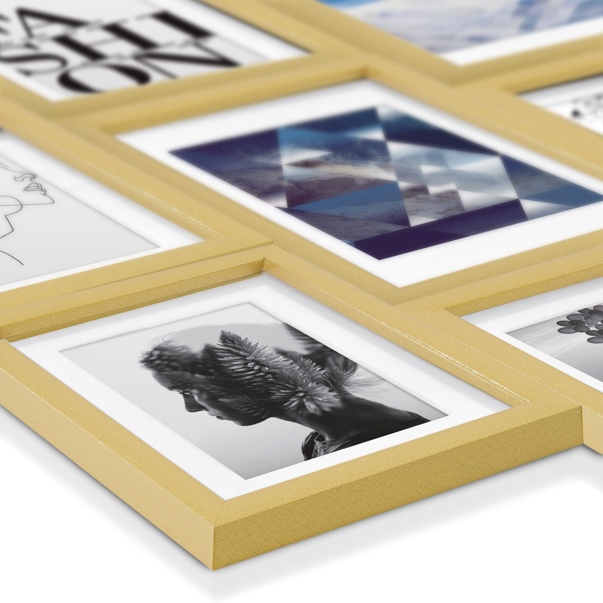 bomoe Bilderrahmen 30er Bilderrahmen Set - 10x 10x15, 15x 13x18, 5x 20x30, Gold, 10x 10x15, 15x 13x18, 5x 20x30 cm Fotorahmen Collage Bilderrahmen