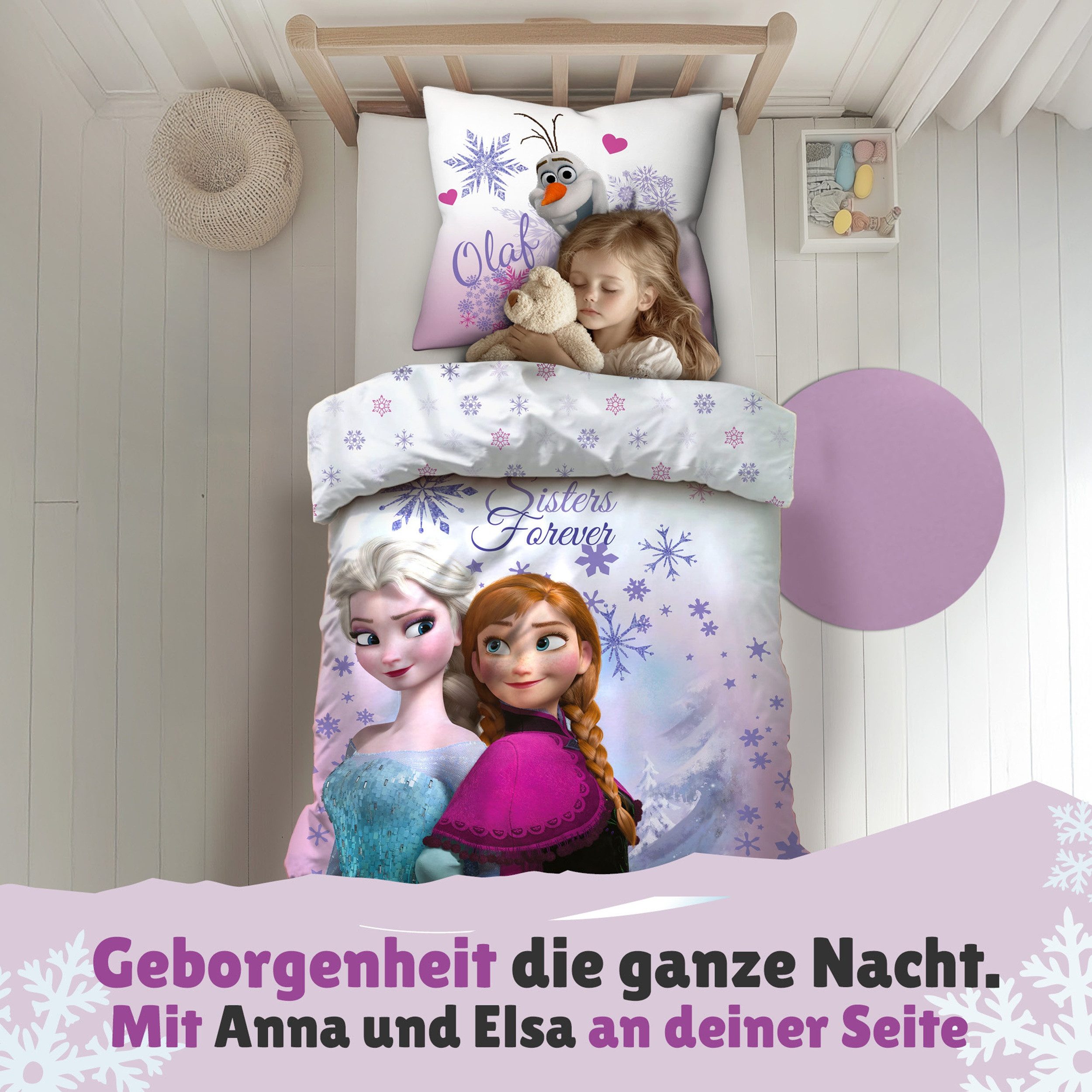 Familando Kinderbettwäsche Frozen Die Eiskönigin 135x200 + 80x80 cm aus 100 günstig online kaufen