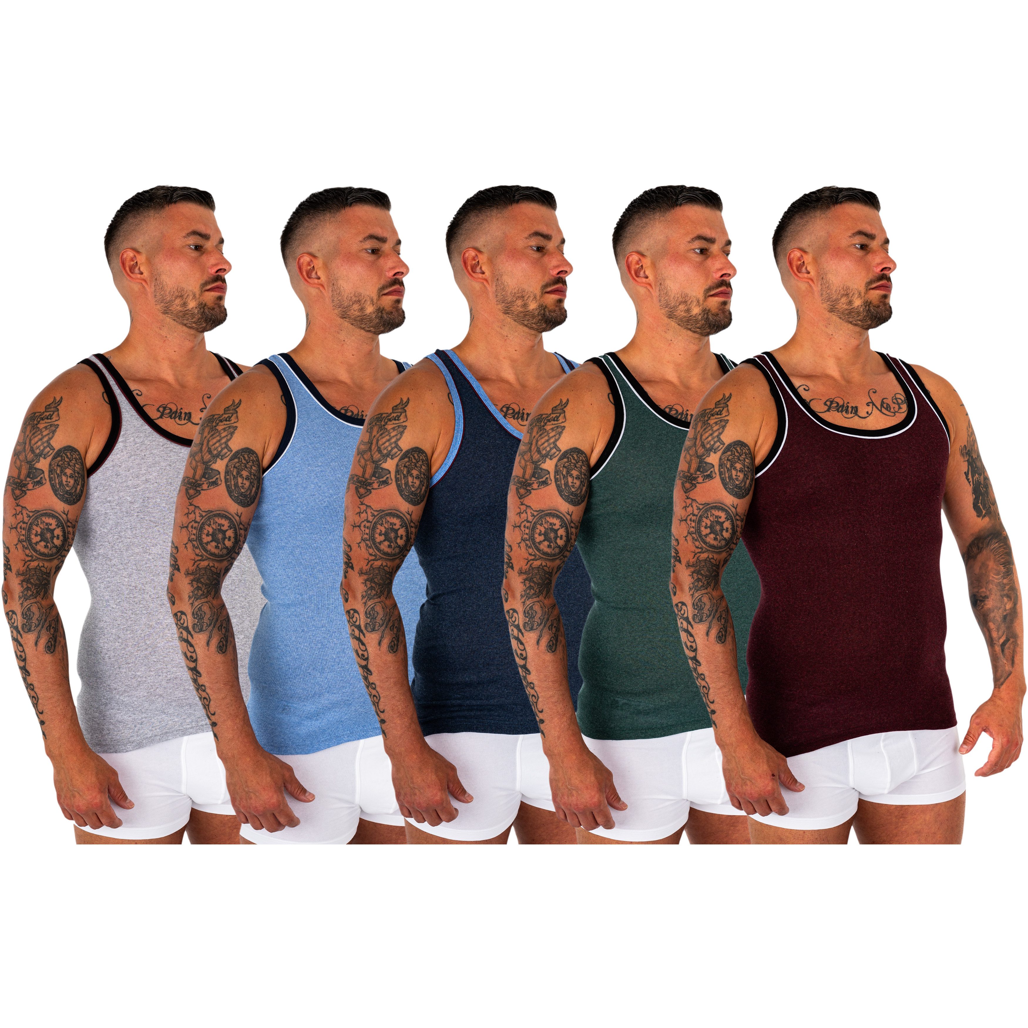 TEXEMP Unterhemd 4er Pack Herren Unterhemd Baumwolle Achselhemd Feinripp Shirt (4-St., 4er-Pack) Melange Tank-Top