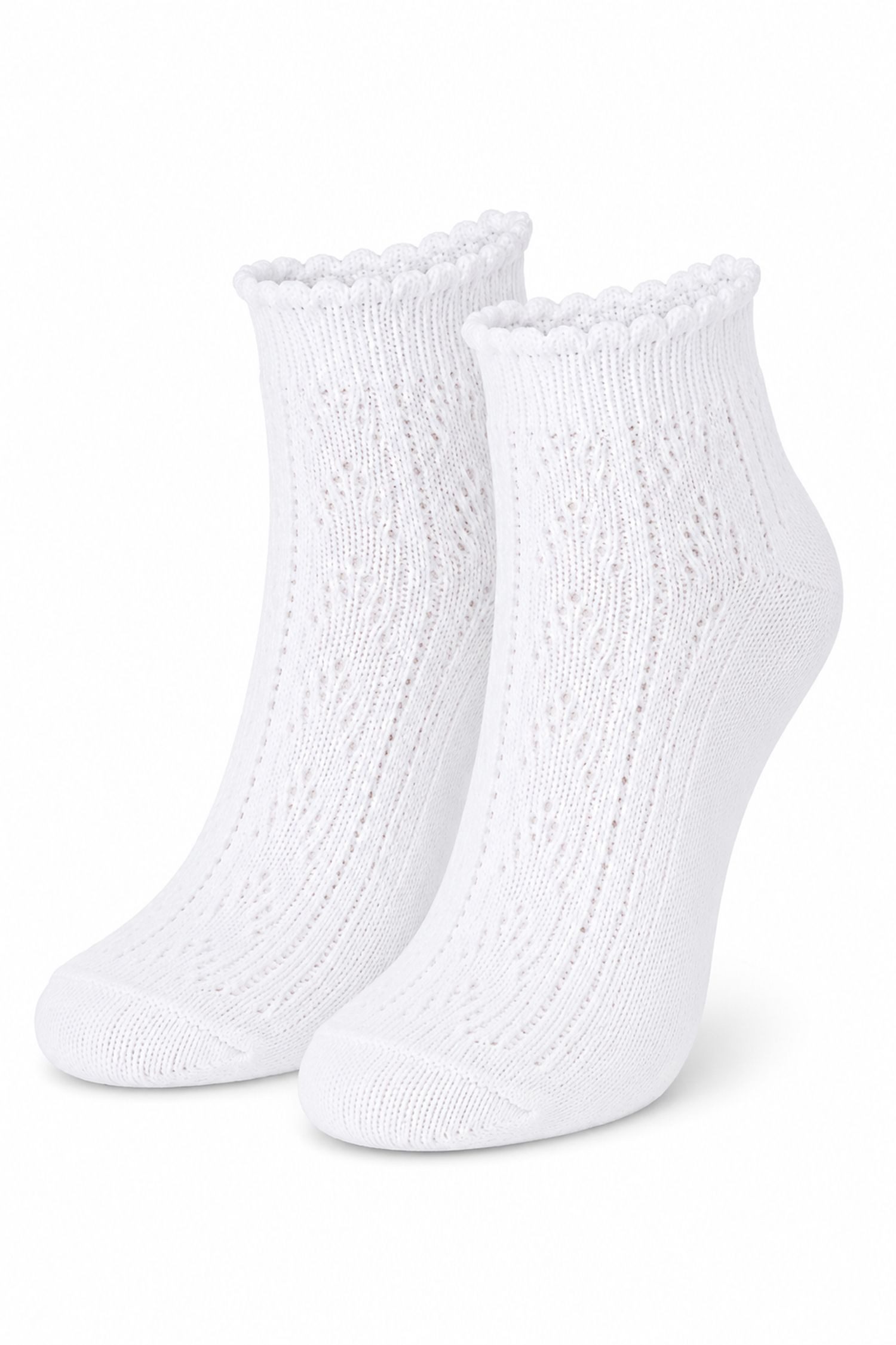 Isar-Trachten Socken Kurze Kinder Strümpfe Ajourmuster 11041, Weiß