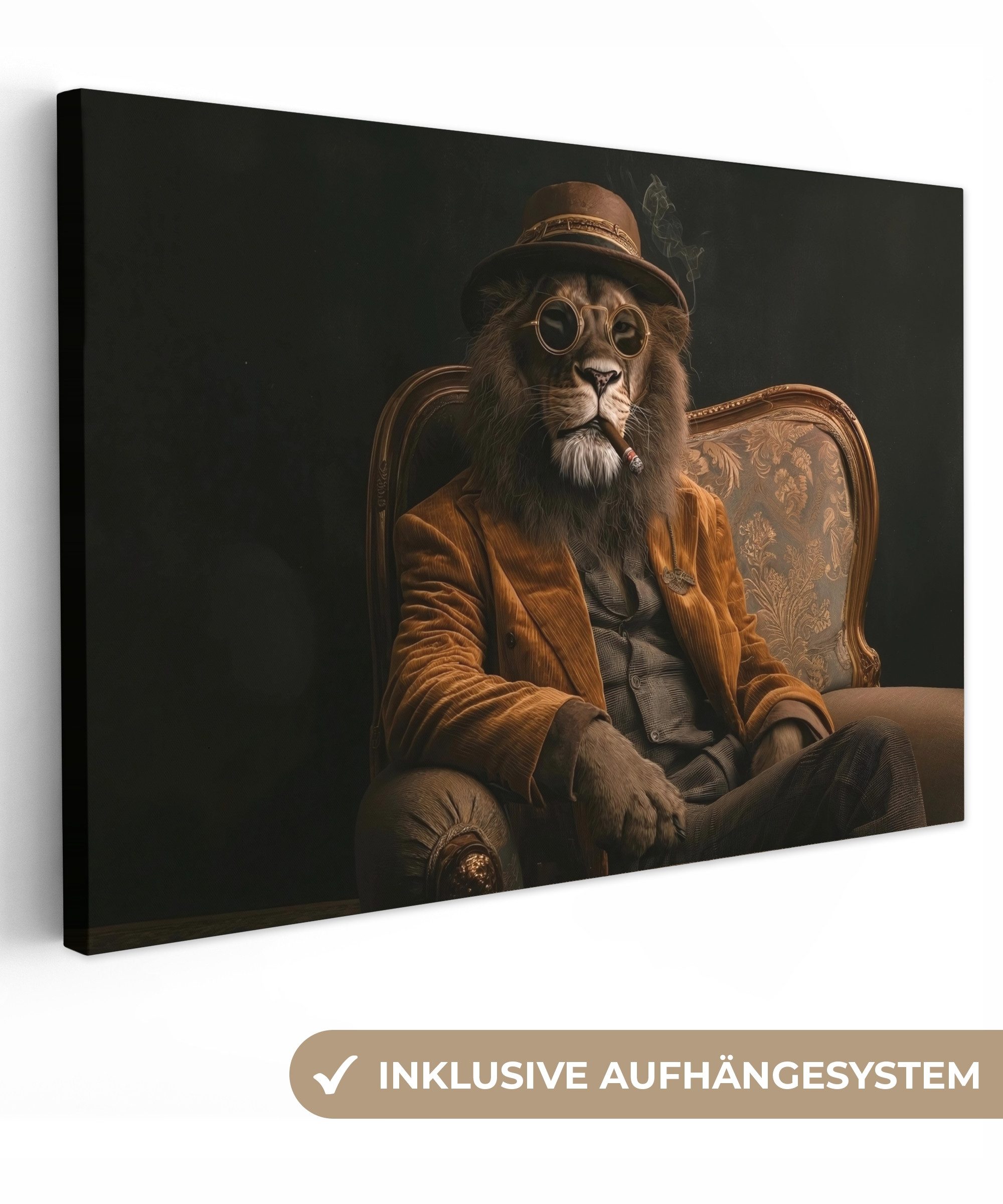 OneMillionCanvasses® Leinwandbild Brille - Löwe - günstig online kaufen