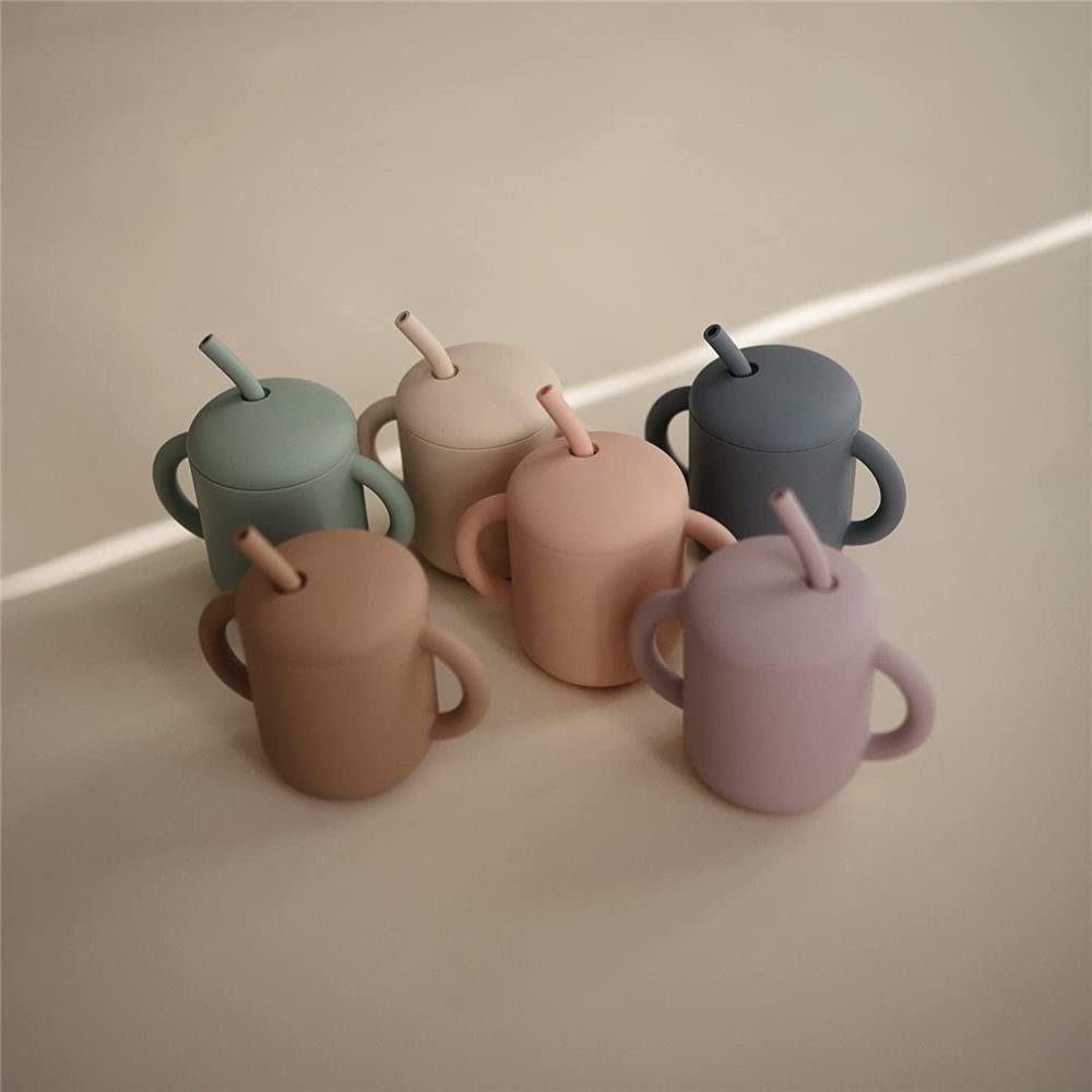 Mushie Trinklernbecher Silicone Training Cup + Straw Tradewinds