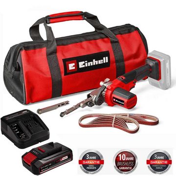 Einhell Akku-Bandschleifer Bandfeile TE-BF 18 Li 18VAkku 2.5 Ah 2 x Schleifarme 9 mm und 13 mm