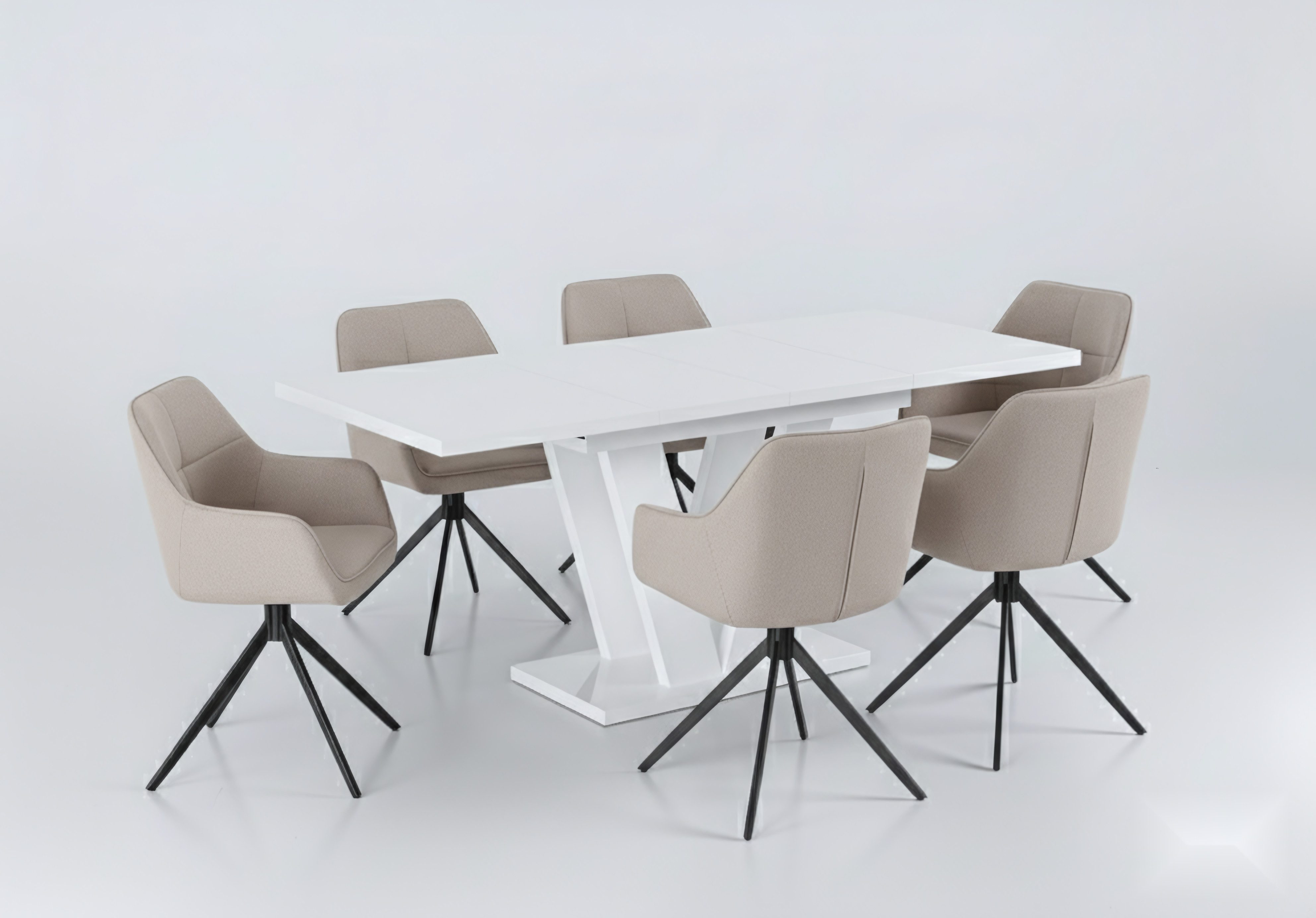 Endo-Moebel Essgruppe "Lara White" 130-210cm ausziehbar, Tischgruppe, für 6 günstig online kaufen