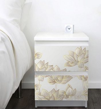 MyMaxxi Möbelfolie Kommodenaufkleber Malm Abstrakt gezeichnete Blumen gold weiß