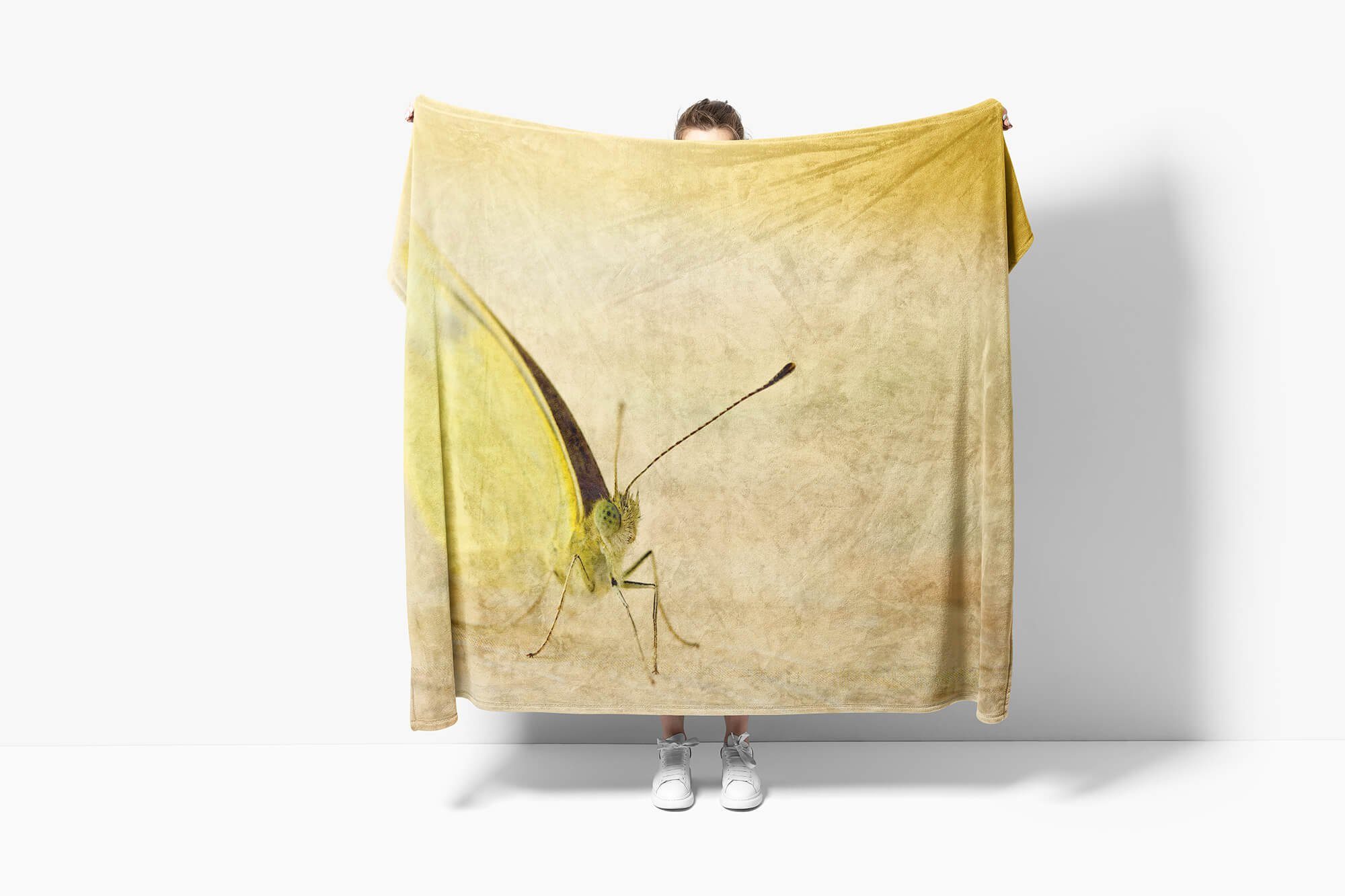 Naha, Strandhandtuch Handtuch Handtücher mit Handtuch Sinus Baumwolle-Polyester-Mix Kuscheldecke (1-St), Saunatuch Art Tiermotiv Schmetterling