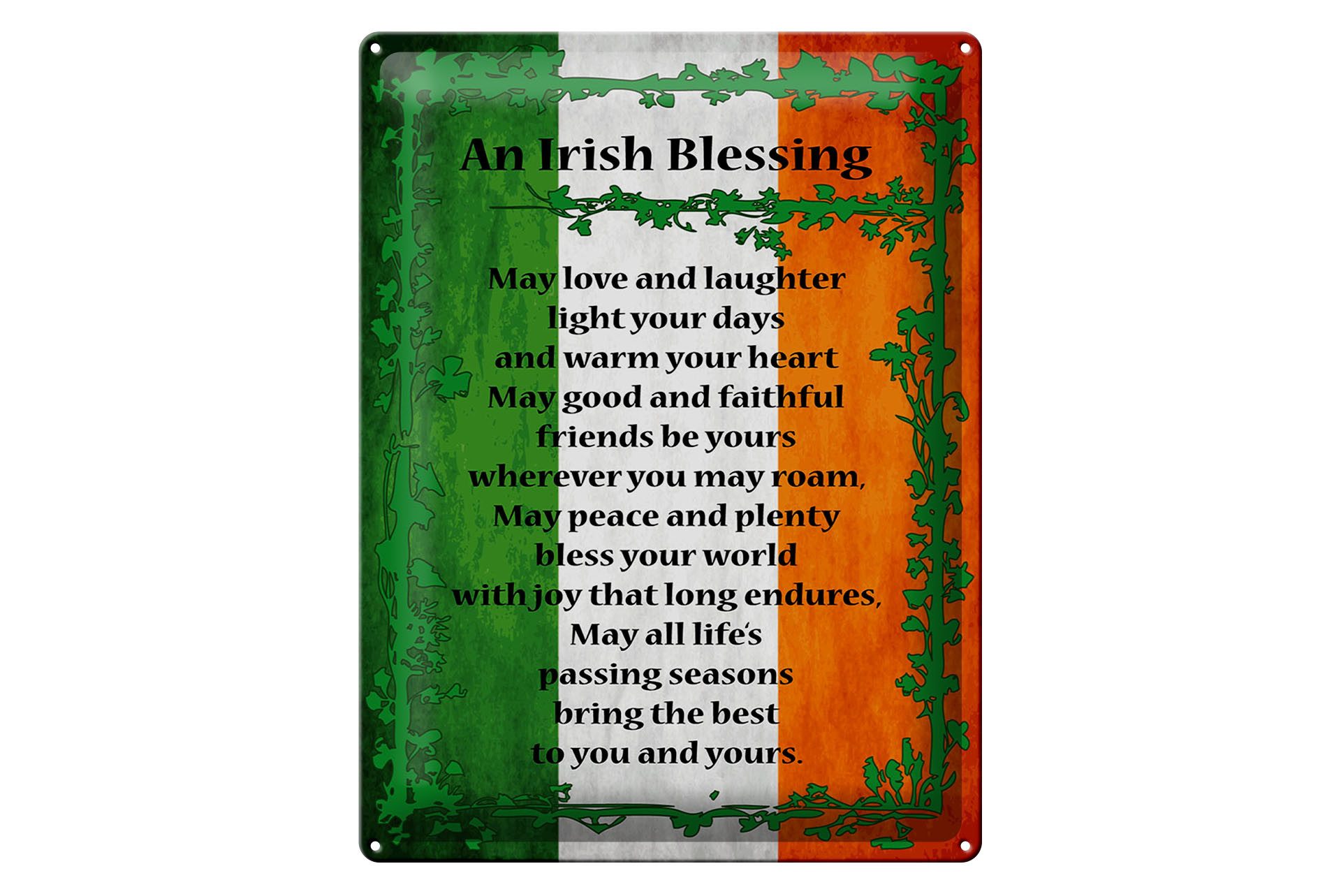 Femer GmbH Metallschild Spruch 30x40 cm an Irish Blessing, (1 St), gewölbte Oberfläche, abgerundete Ecken, umgeschlagene Kanten