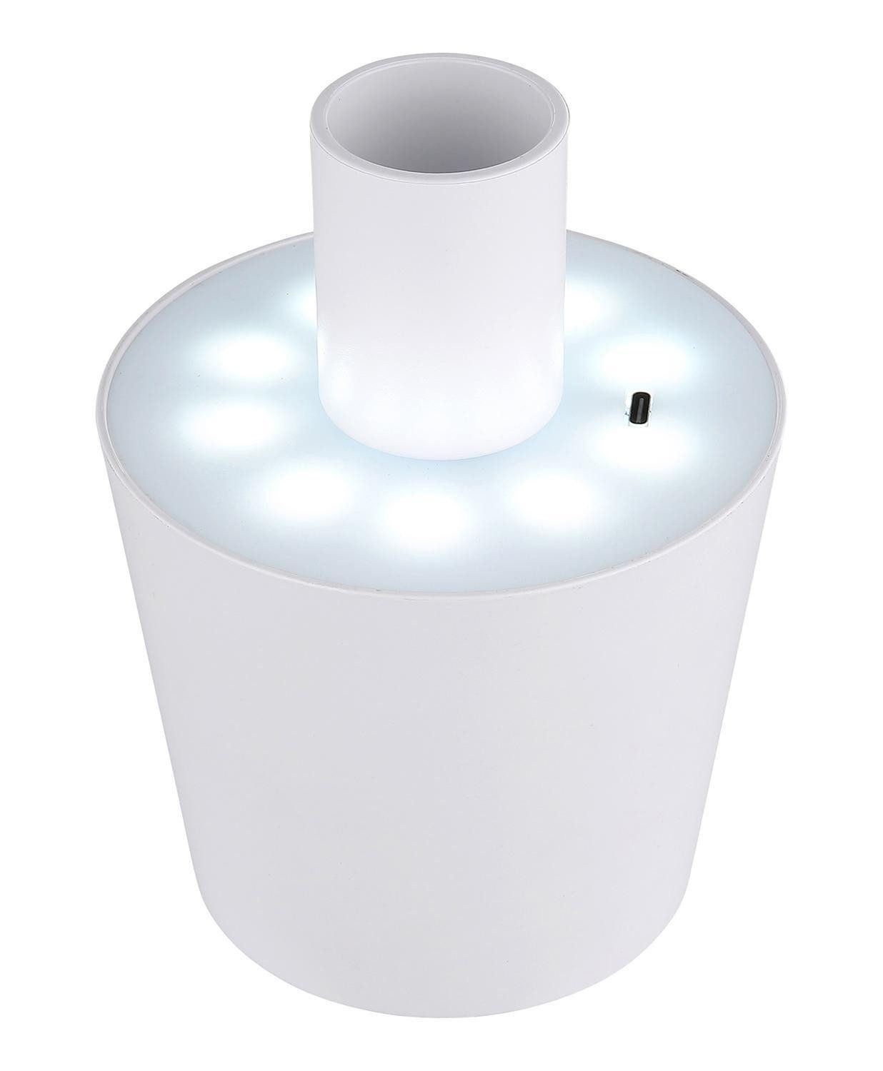 GLOBO LIGHTING Lampenschirm YARA, H 14 cm, Weiß, Kunststoff, Akkubetrieben, Dimmbar, Touch, RGB-Farbwechsel, inkl. USB-C-Kabel