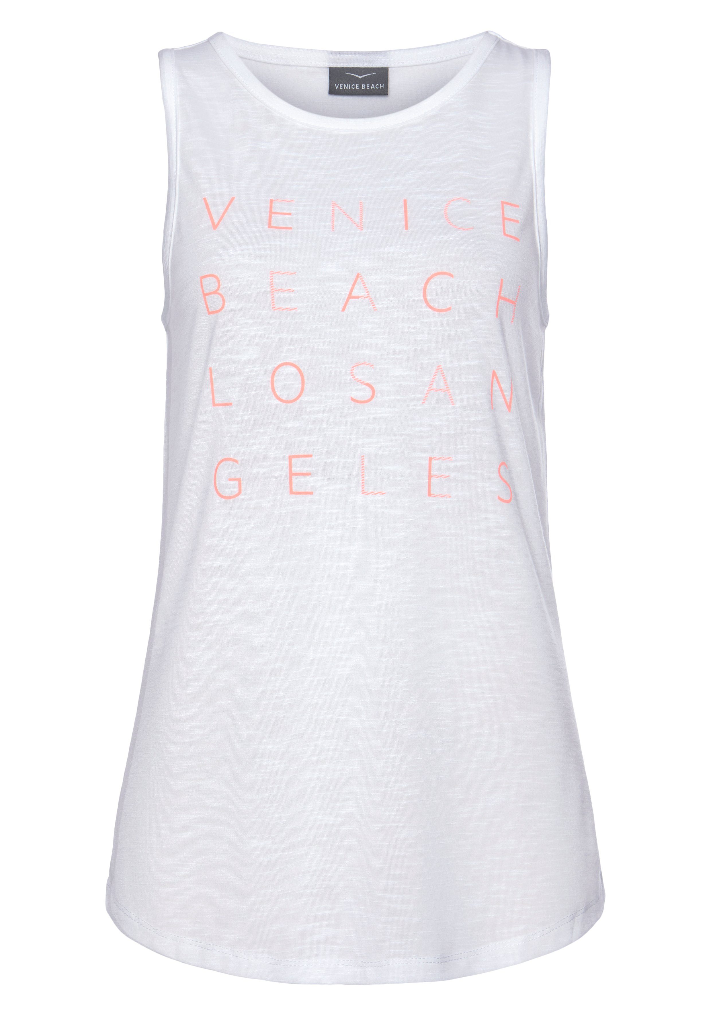 Venice Beach Tanktop aus weicher Slubware mit Logoprint Jerseytop mit breiten Trägern, Sommertop, lockeres Trägertop – Bild 2 von 5