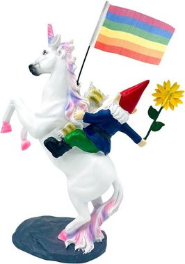 SEWAS Gartenzwerge Gartenzwerg Einhorn Regenbogen, Dekofigur, wetterfest handbemalt Gartenfigur Unicorn