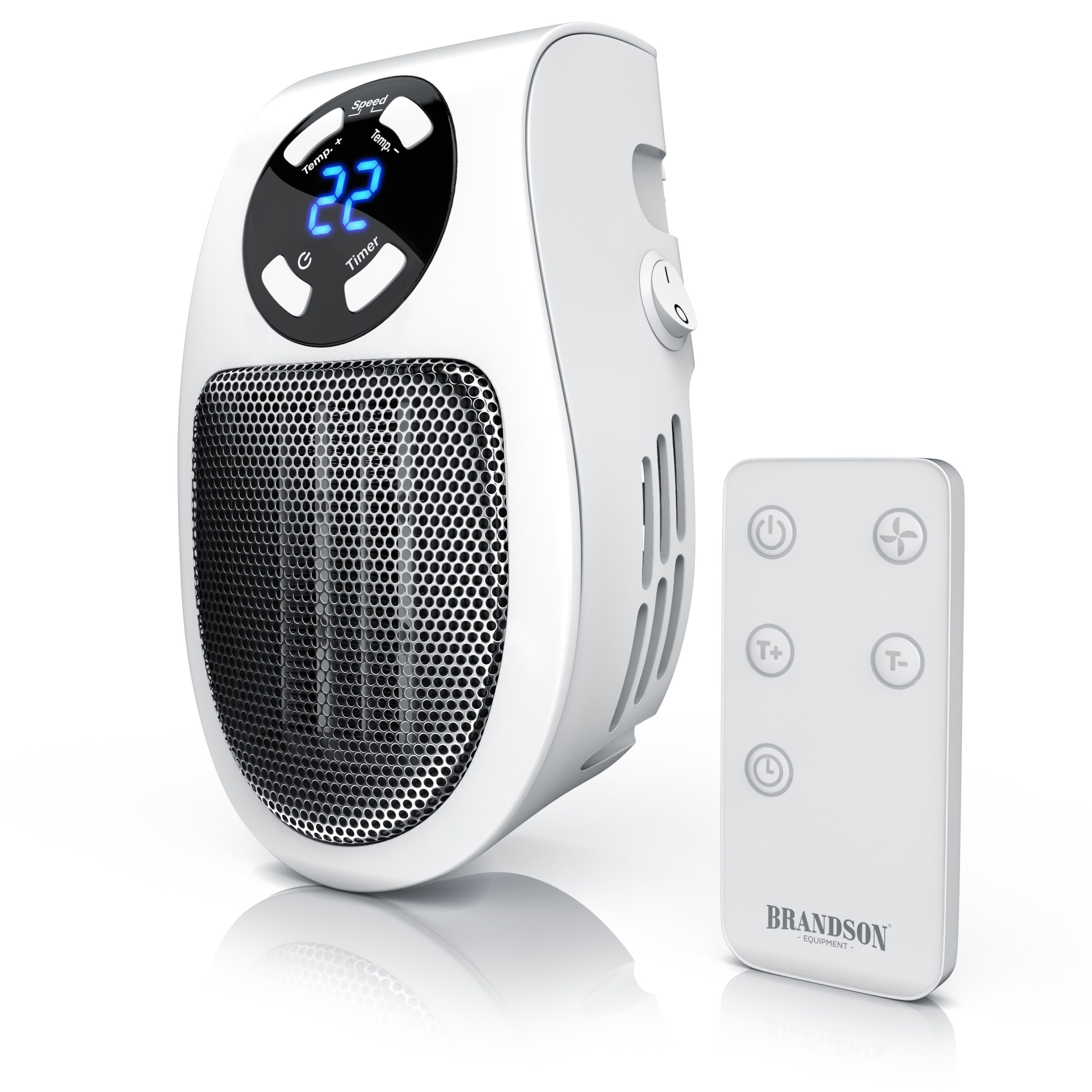 Brandson Keramikheizlüfter Steckdosenheizung 500 W mit Fernbedienung, Timer, Temperaturregelung, 500 W, energiesparend, 500 W Sofort-Wärme …