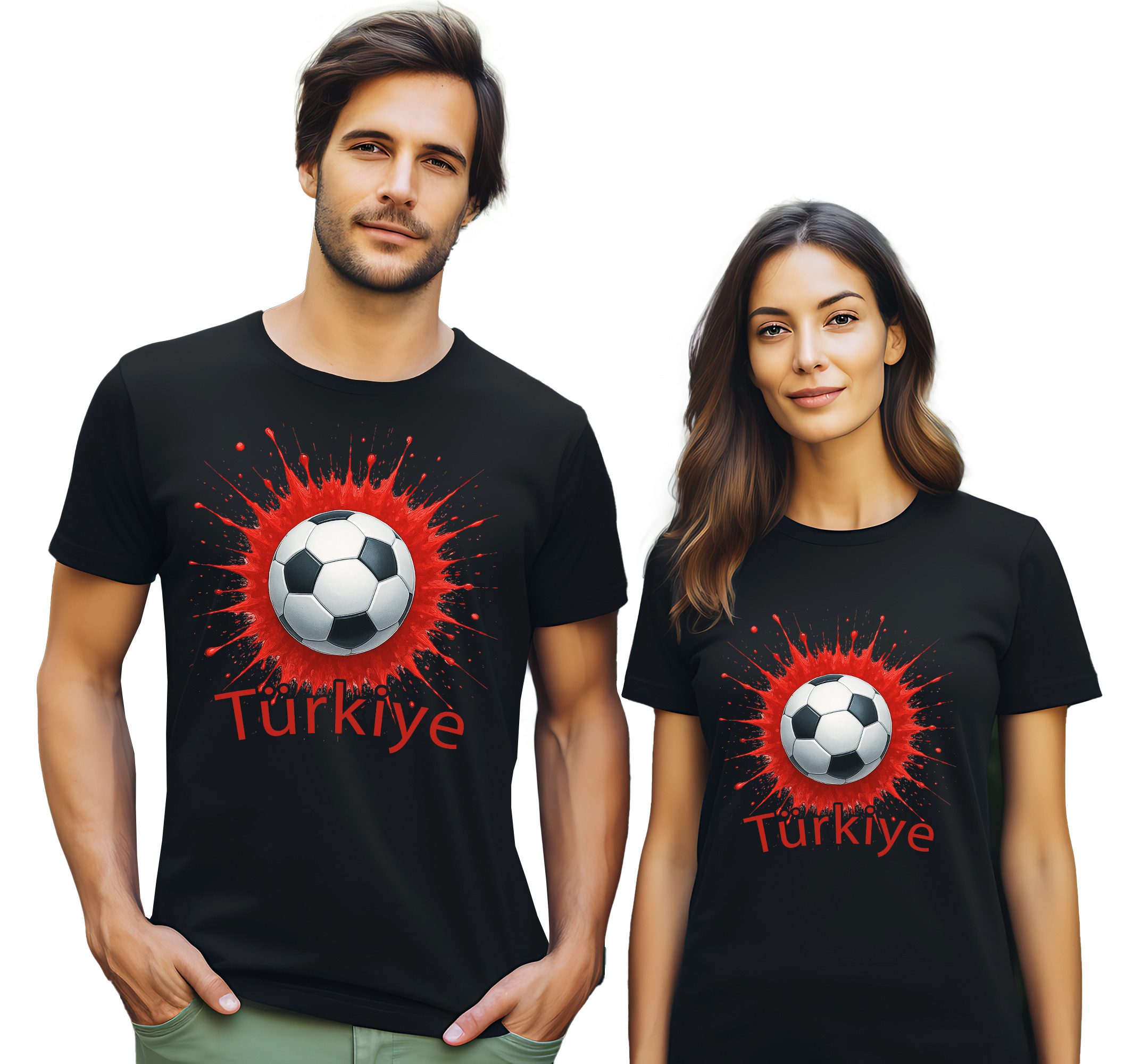 MyDesign24 T-Shirt Fussball Shirt - WM T-Shirt schwarz Herren und Damen Fussball kurzarm Türkei Fan-Shirt i690