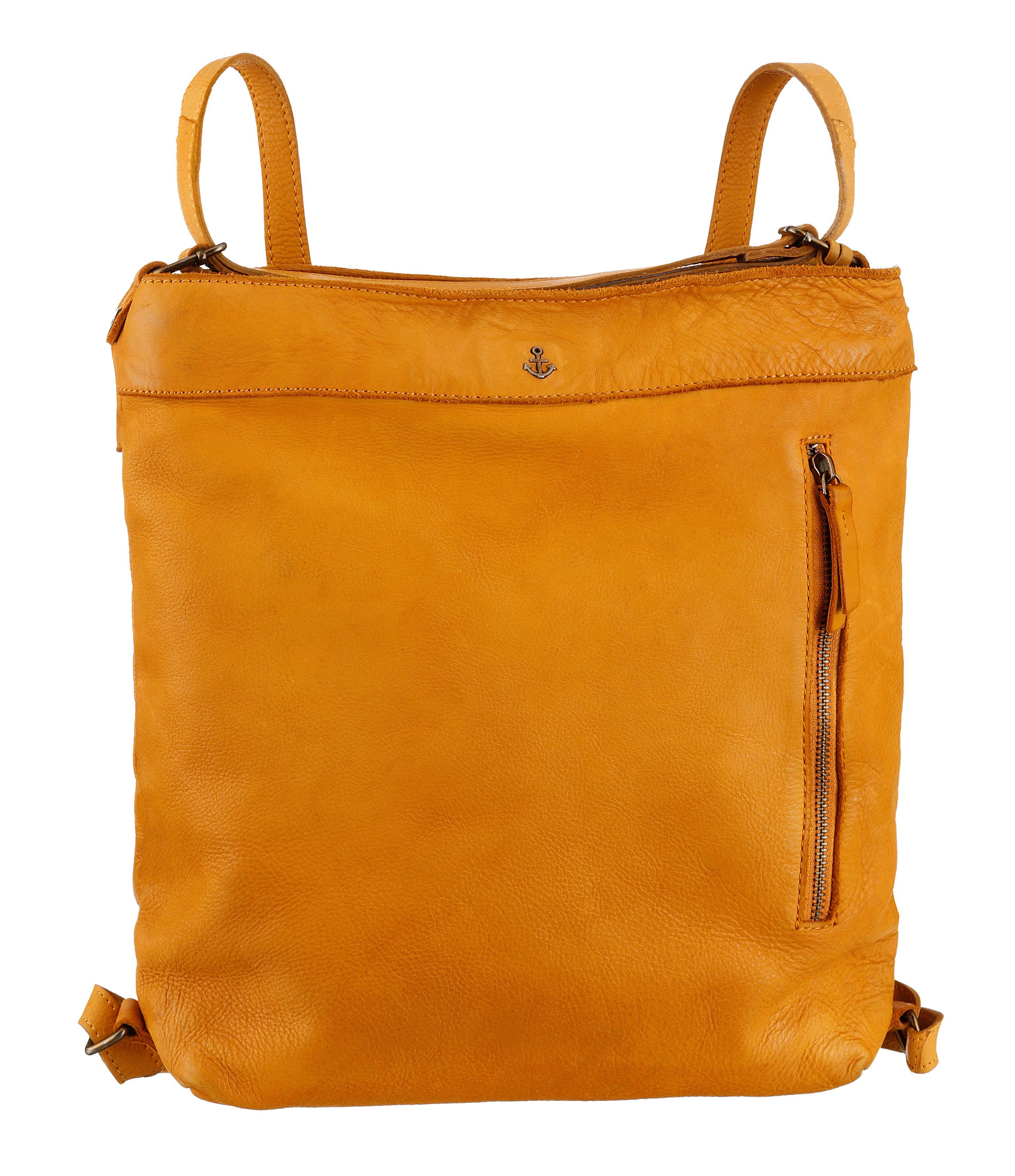 HARBOUR 2nd Cityrucksack Nora, aus Leder, auch als Tasche tragbar mustard