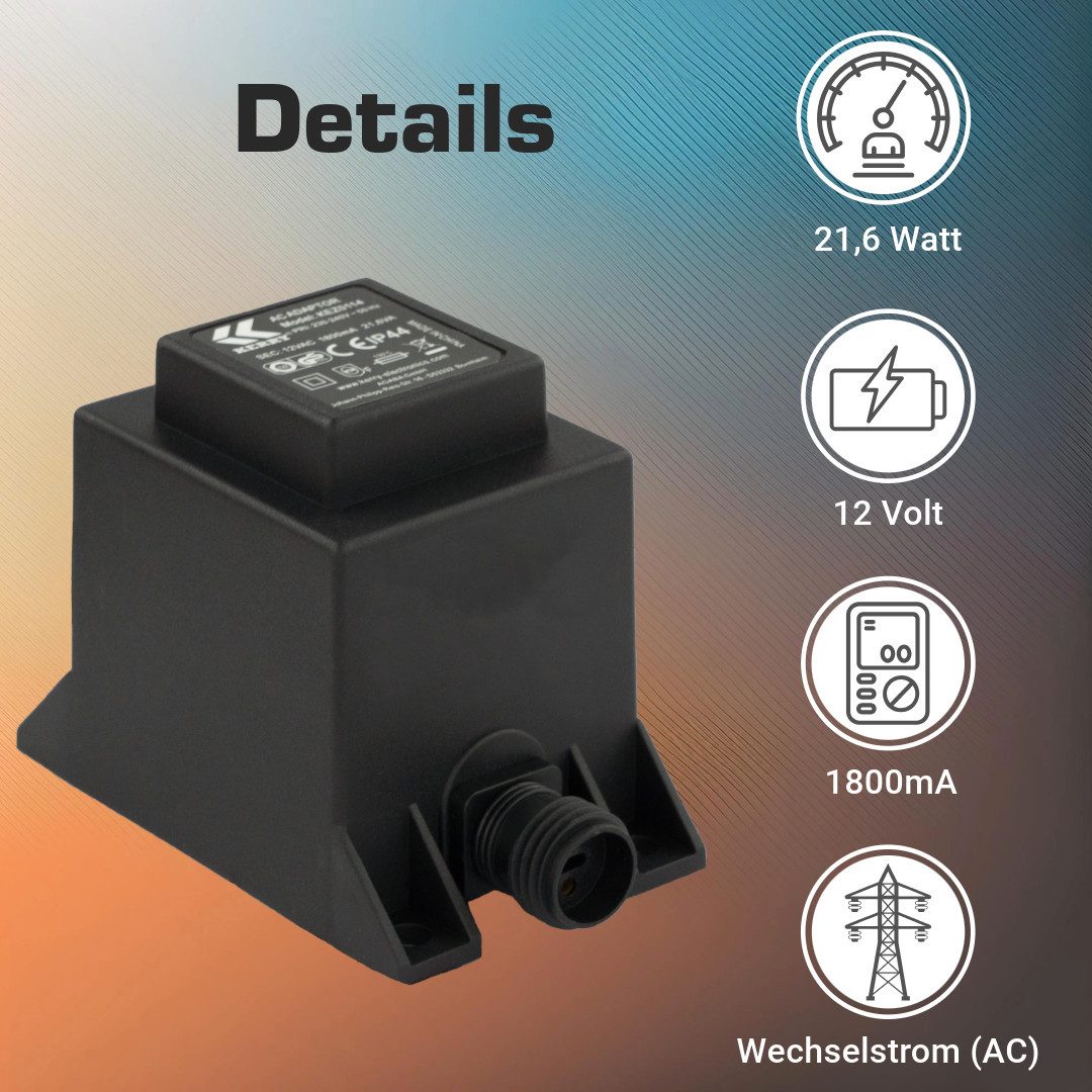 KERRY 12V 21,6VA/21,6W Trafo/Transformator AC/AC IP44 LEDBeleuchtung kez0114 LED Trafo