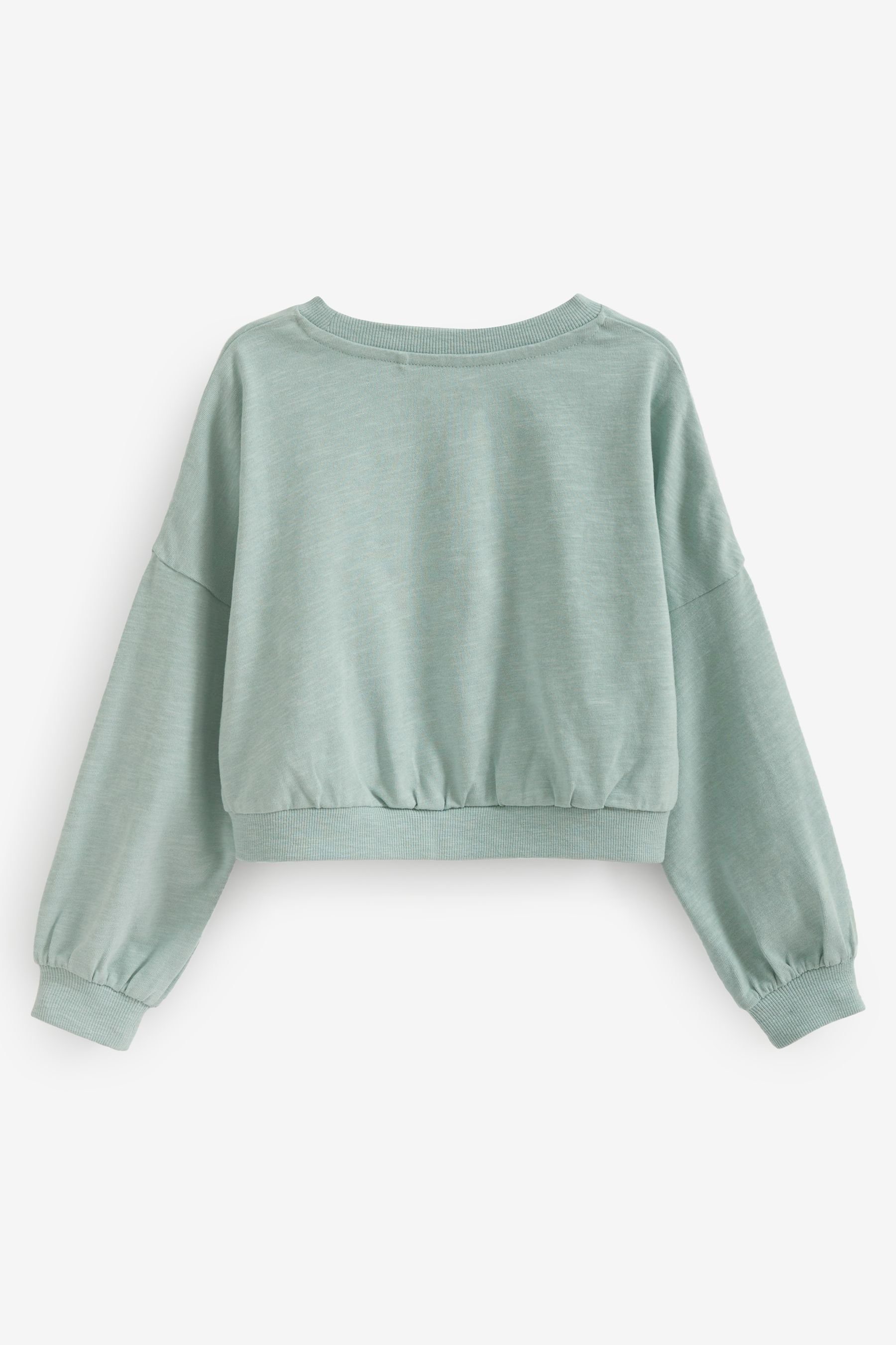 Kastiges, (1-tlg) Bündchen Green Sweatshirt Mint mit Next Langarmshirt langärmeliges