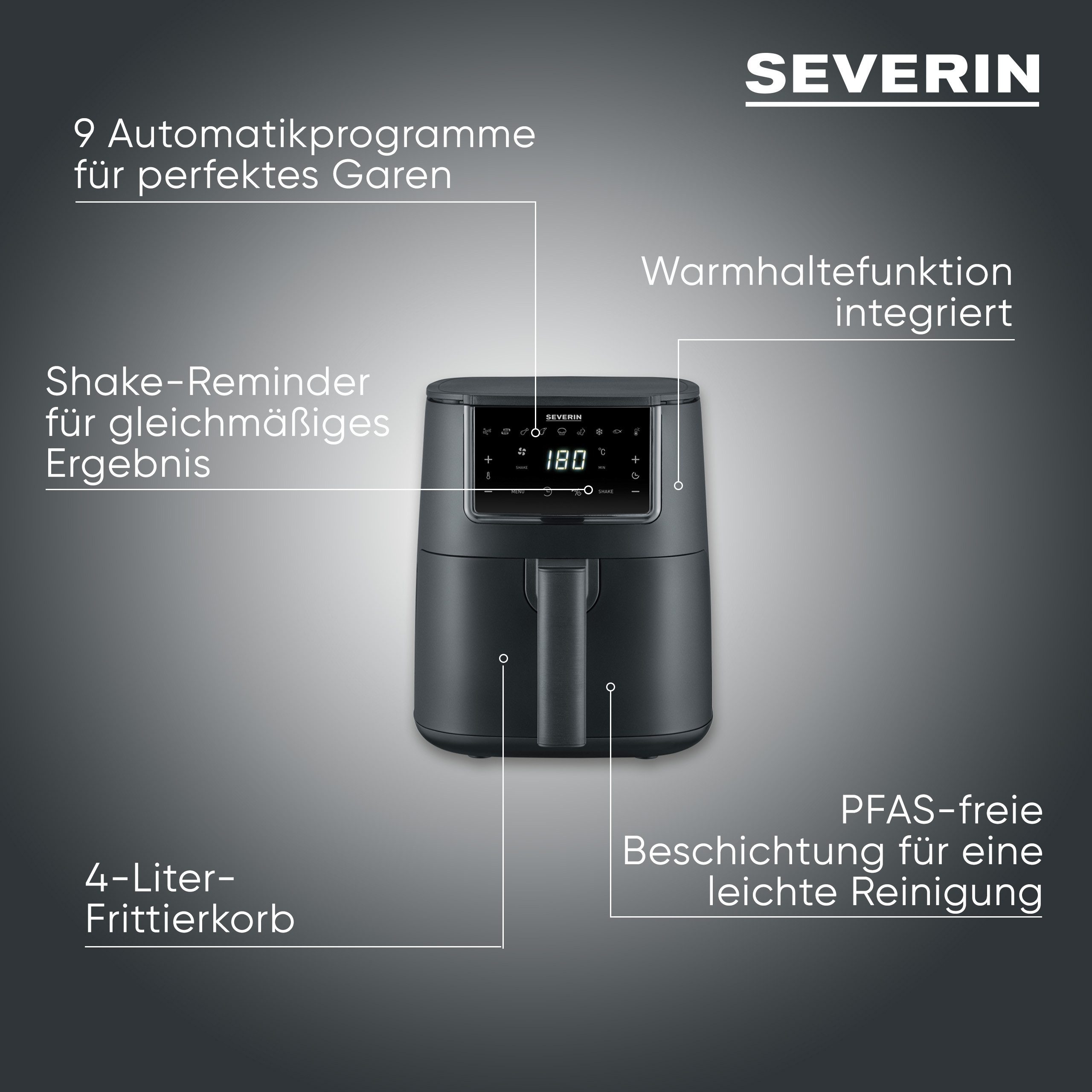 Severin Heißluftfritteuse FR 2461 4 l "Single", 1300 W