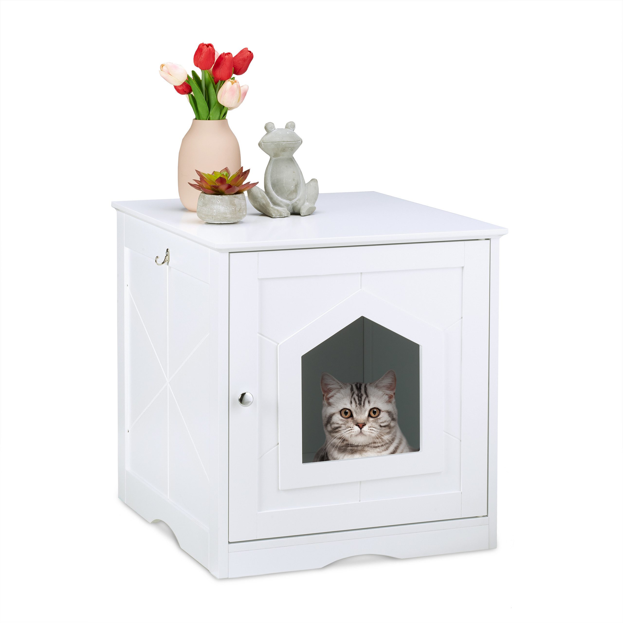 relaxdays Indoorhütte Katzenschrank weiß günstig online kaufen