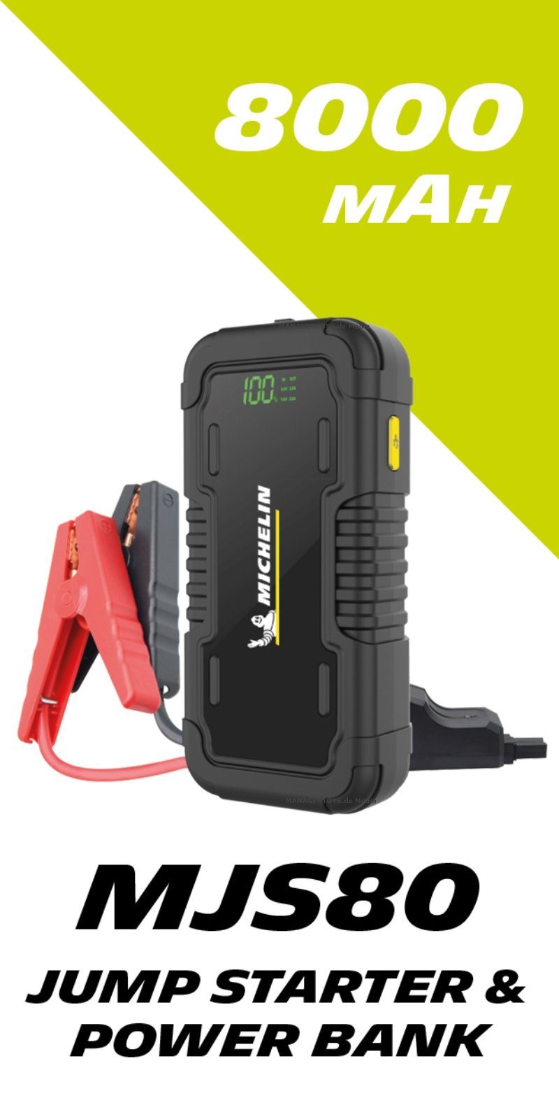 MJS80 Auto Jump Starter Powerbank 8000 mAh Ladegerät Akku Starthilfegerät