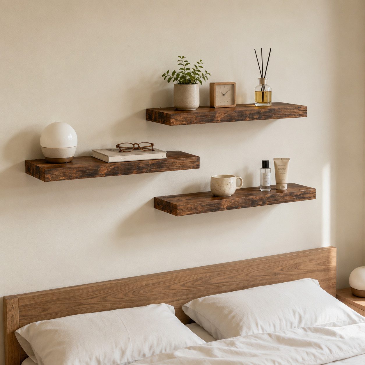 GLIESE POWER Küchenregal Wandregal 40x15 cm – Vintage, 3er-Set, für Küche, Bad & Wohnzimmer, 3er-Set Wandregal – Vintage, 10 kg Tragkraft, MDF & Stahl. – Bild 5 von 5