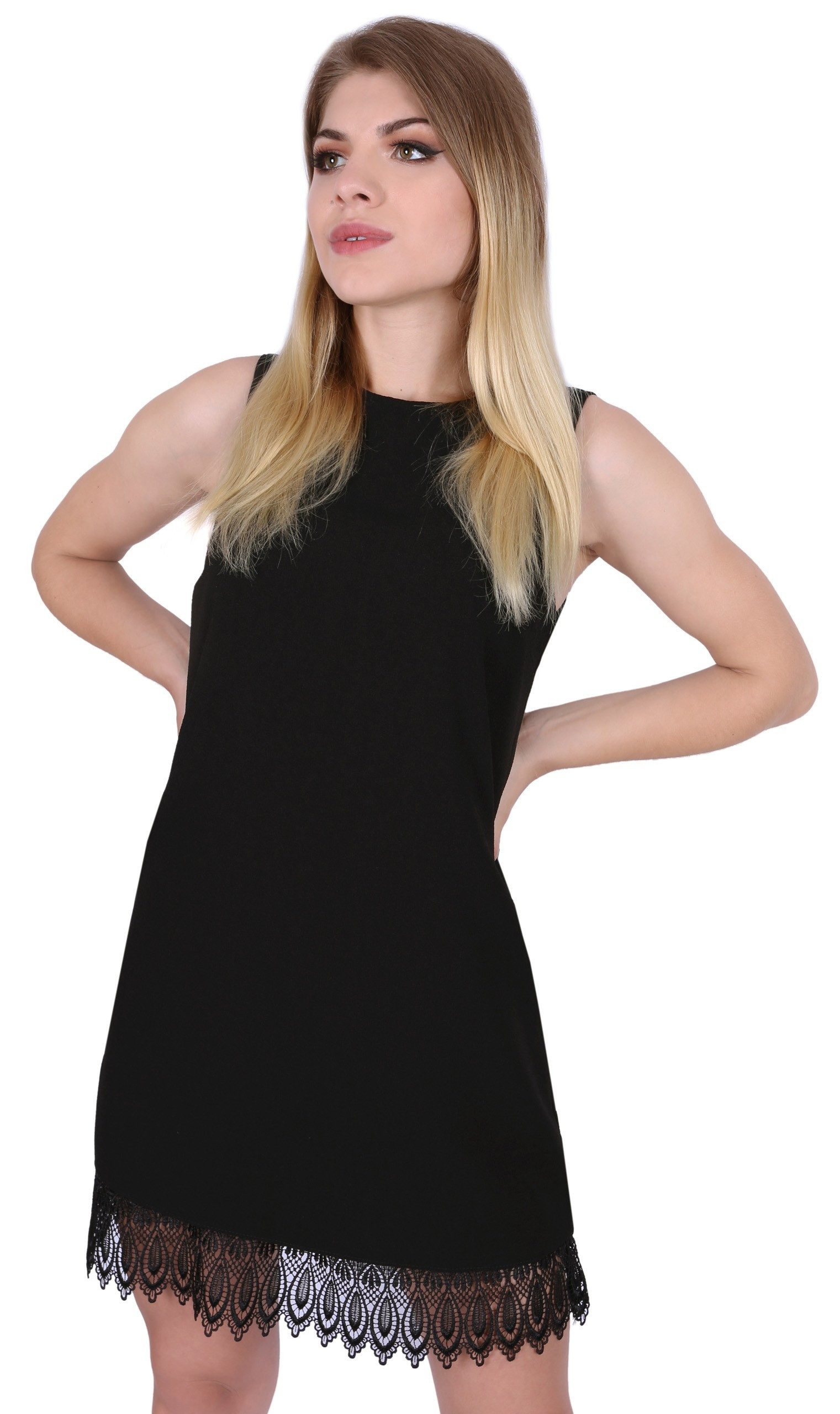 Sarcia.eu Minikleid Schwarzes Minikleid mit Details aus Spitze Sommerkleid günstig online kaufen