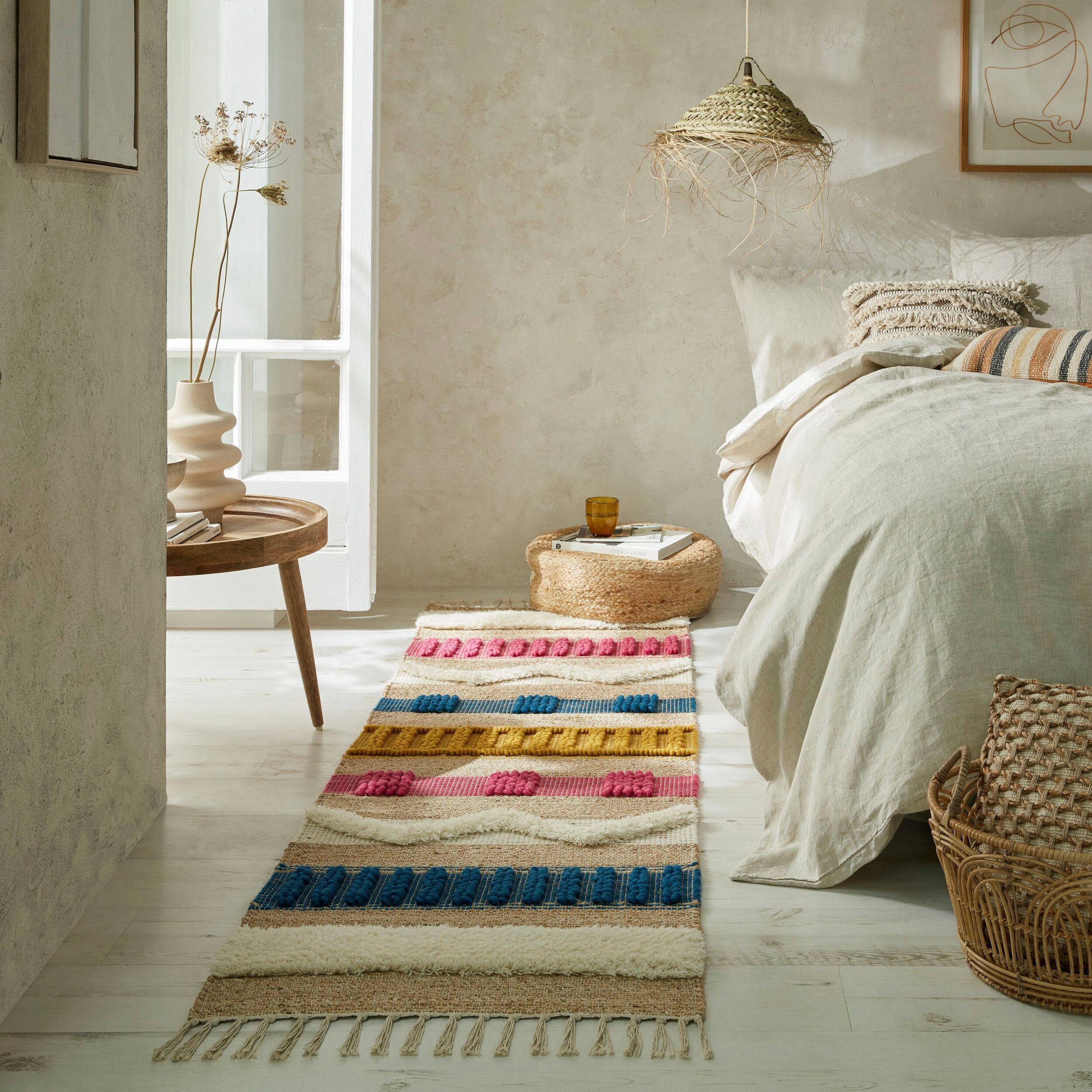 Läufer Medina, FLAIR RUGS, Höhe: bunt 12 Wolle & Naturfasern wie Teppichläufer rechteckig, Boho-Look, mm, Jute, aus