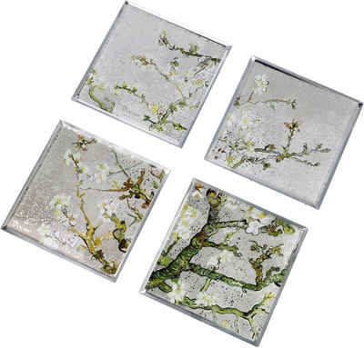Goebel Glasuntersetzer »Vincent van Gogh - "Mandelbaum silber"«, Packung, 4-tlg., mit unterschiedlichen Motiven bedruckt, Druck unter Glas
