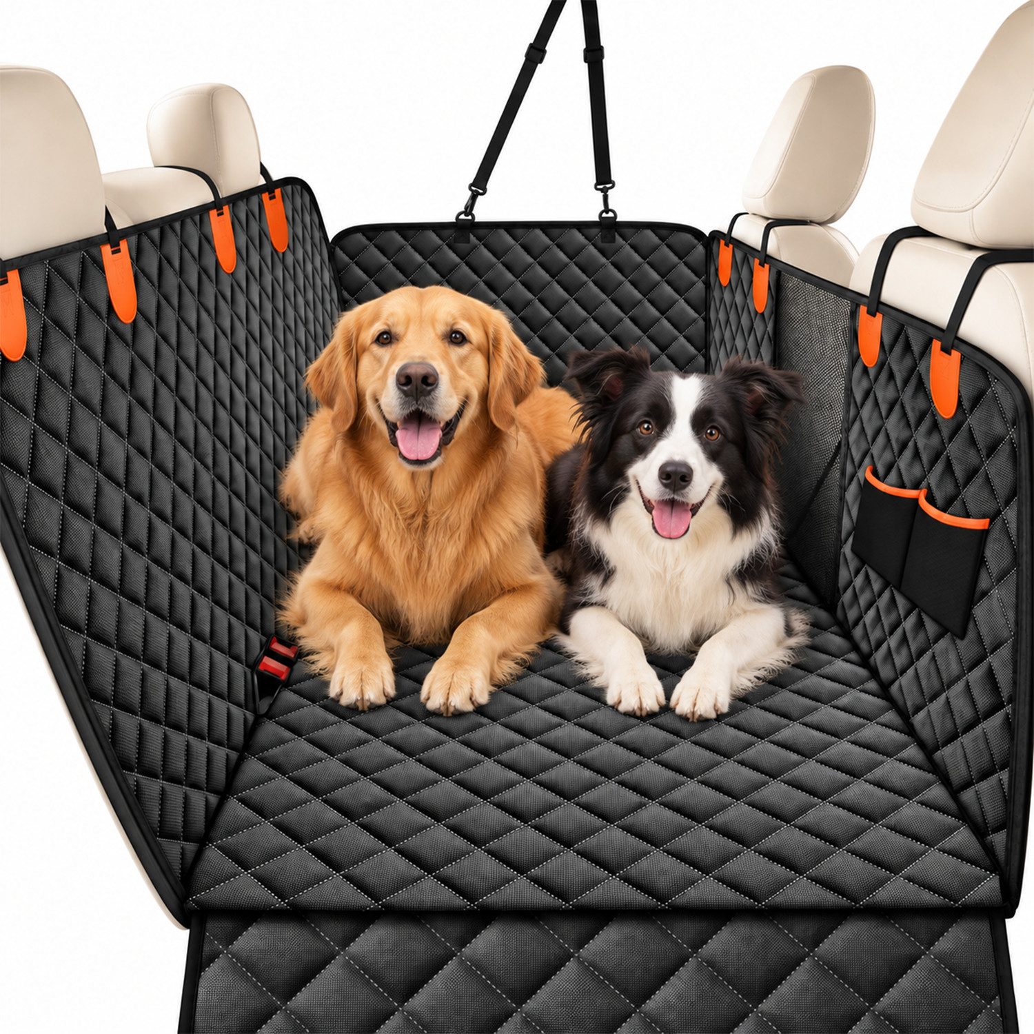 AKKEE Tierdecke Autoschondecke Hund Rücksitz mit Seitenschutz und Sichtfenster, Hundeschutz Wasserdicht, Hundesitz Auto Rückbank für die meisten Autos