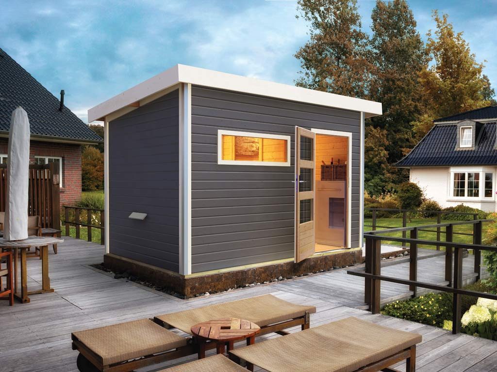 Swedheat Saunahaus KARIBU Saunahaus Enns 38 mm fuer 1-2 Personen, (Sparset, inkl. 9 kW Saunaofen + int. Steuerung)