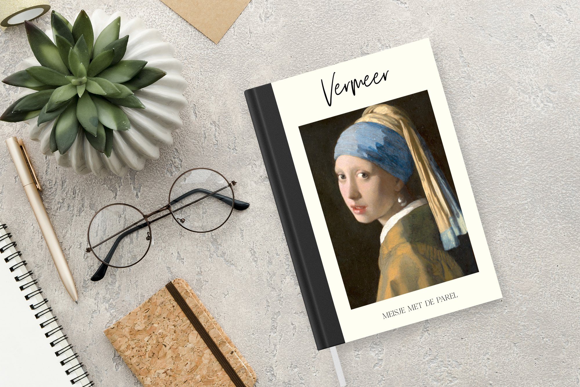 MuchoWow Vermeer Perlenohrring Merkzettel, Tagebuch, Kunst, 98 - - Journal, A5, Mädchen Notizheft, mit Notizbuch Seiten, Haushaltsbuch