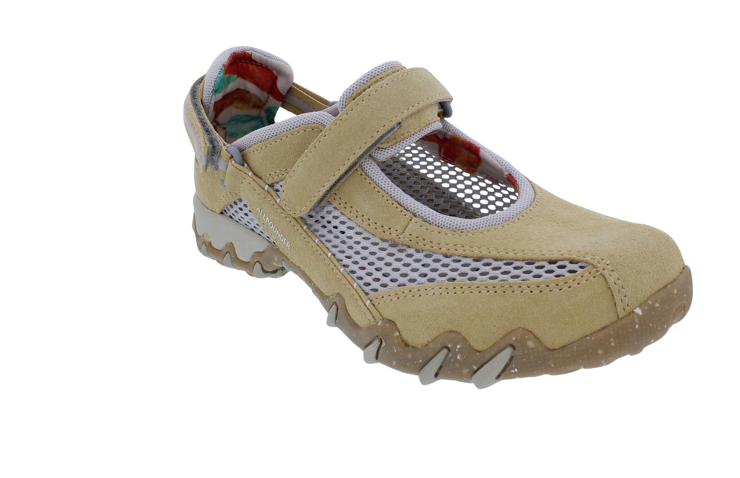 Allrounder by Mephisto Allrounder Sneaker Niro 47/06, Velourleder mit offenem Mesh, Hellbeige Klettschuh