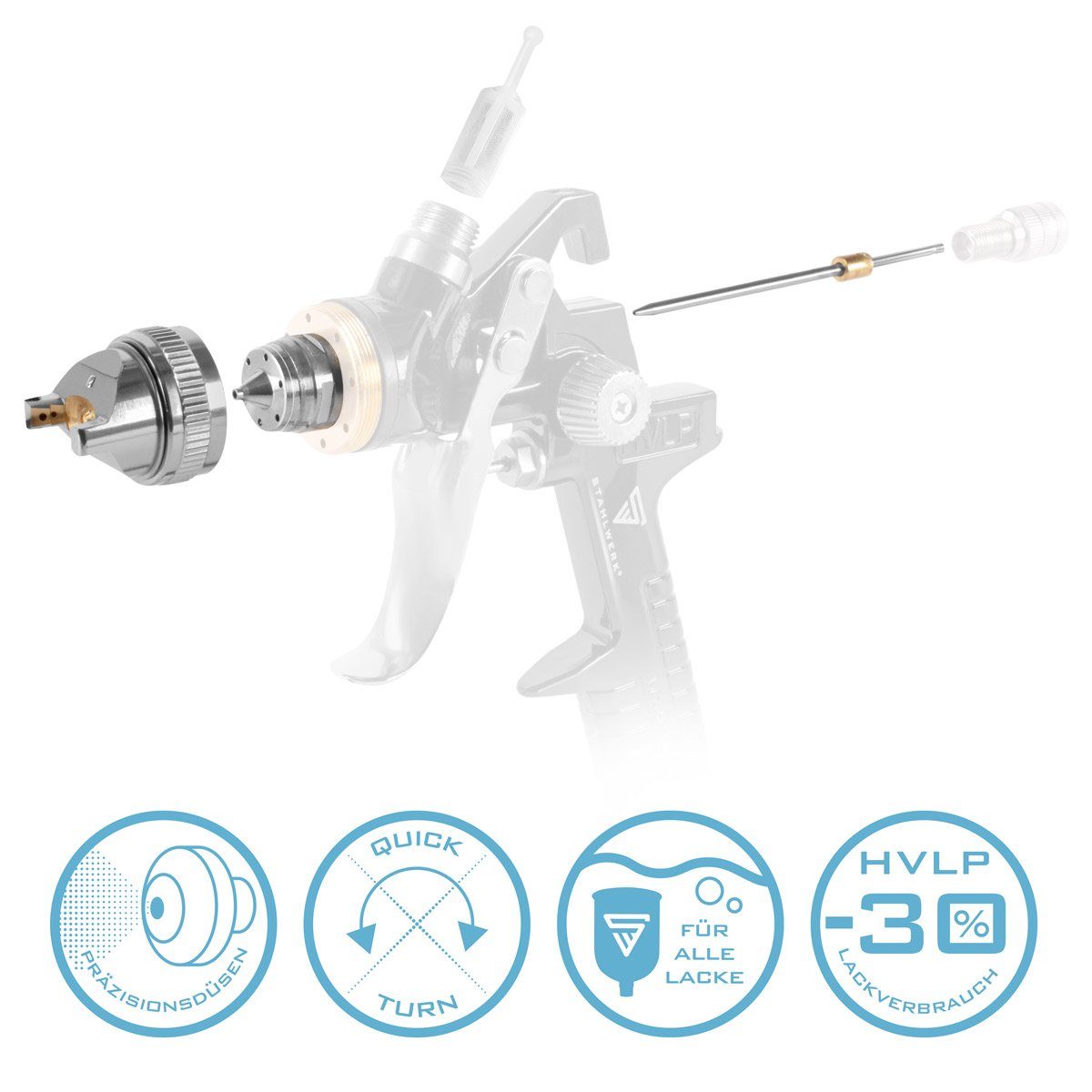 STAHLWERK Druckluftwerkzeug Düsensatz 1,4 mm Düse für Lackierpistole, (Paket, 1-tlg., Produkt), für Lackierpistole