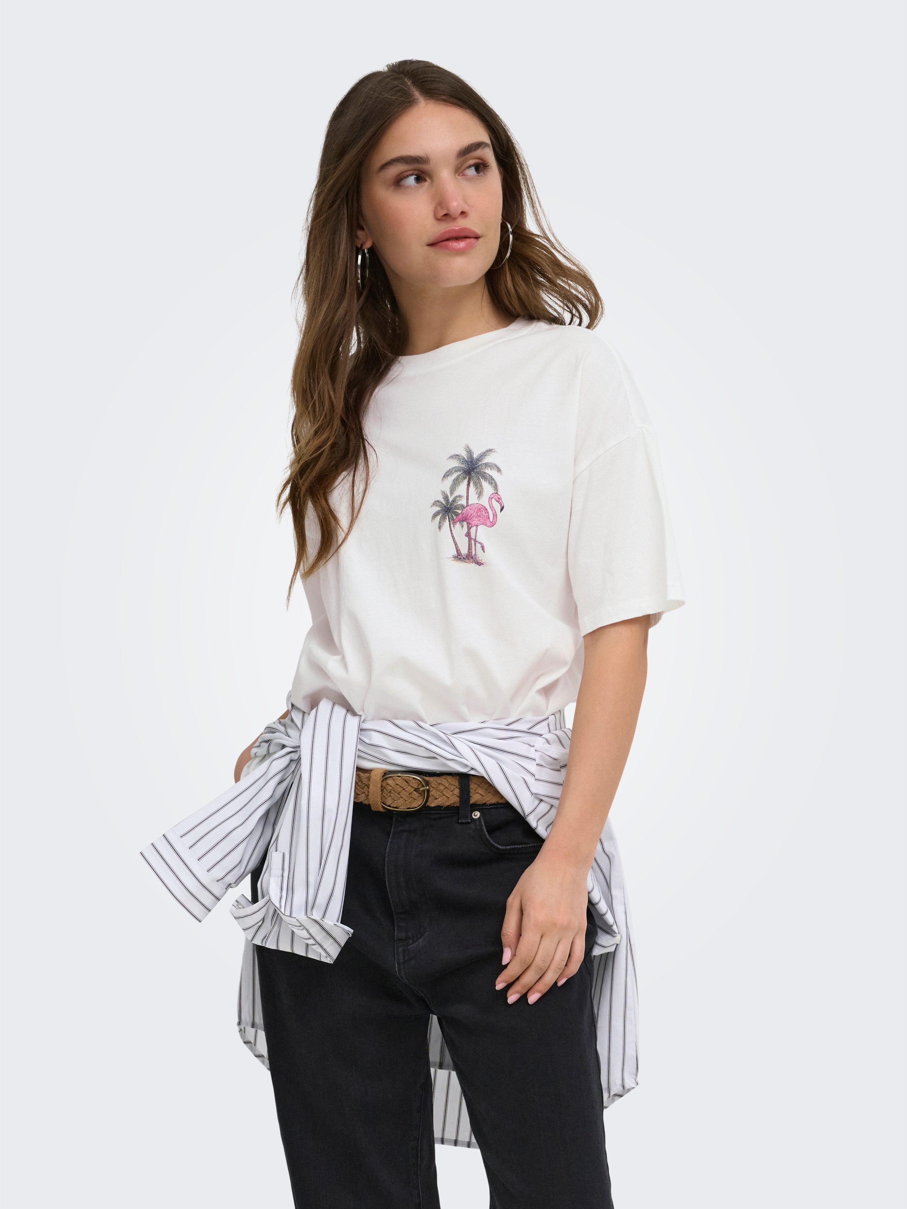 ONLY Kurzarmshirt ONLLUCY BOXY S/S TOP JRS Baumwolle, Rundhals