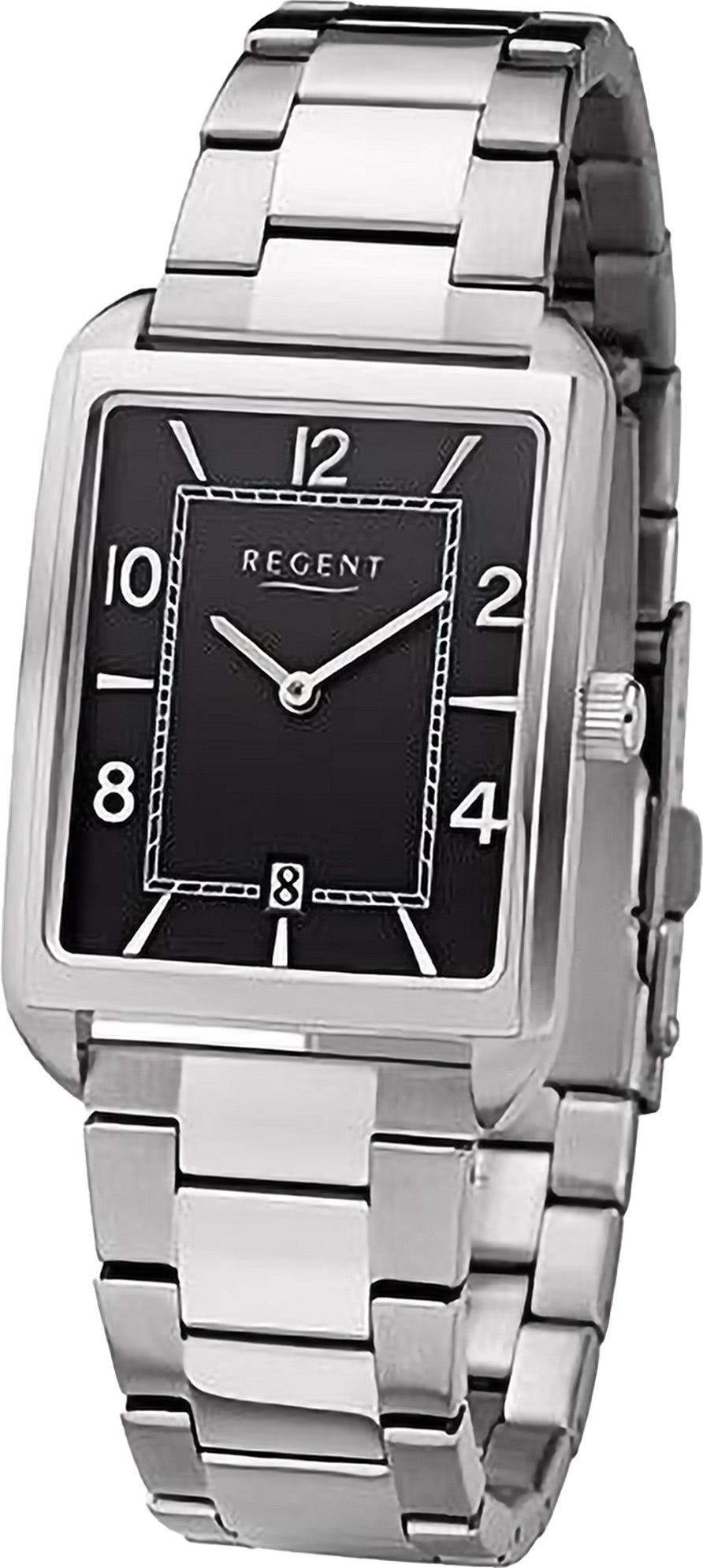 Regent Quarzuhr Regent Herren Armbanduhr Analog, (Analoguhr), Herren Armbanduhr rund, extra groß (ca. 28,5x41,5mm), Metallarmband