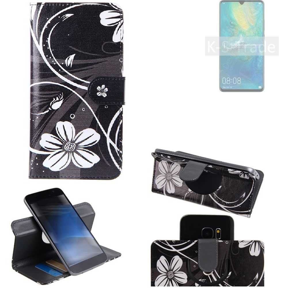 K-S-Trade Handyhülle für Huawei Mate 20 X 5G, Schutzhülle Handyhülle Hülle 360° Wallet Case ''Flowers''