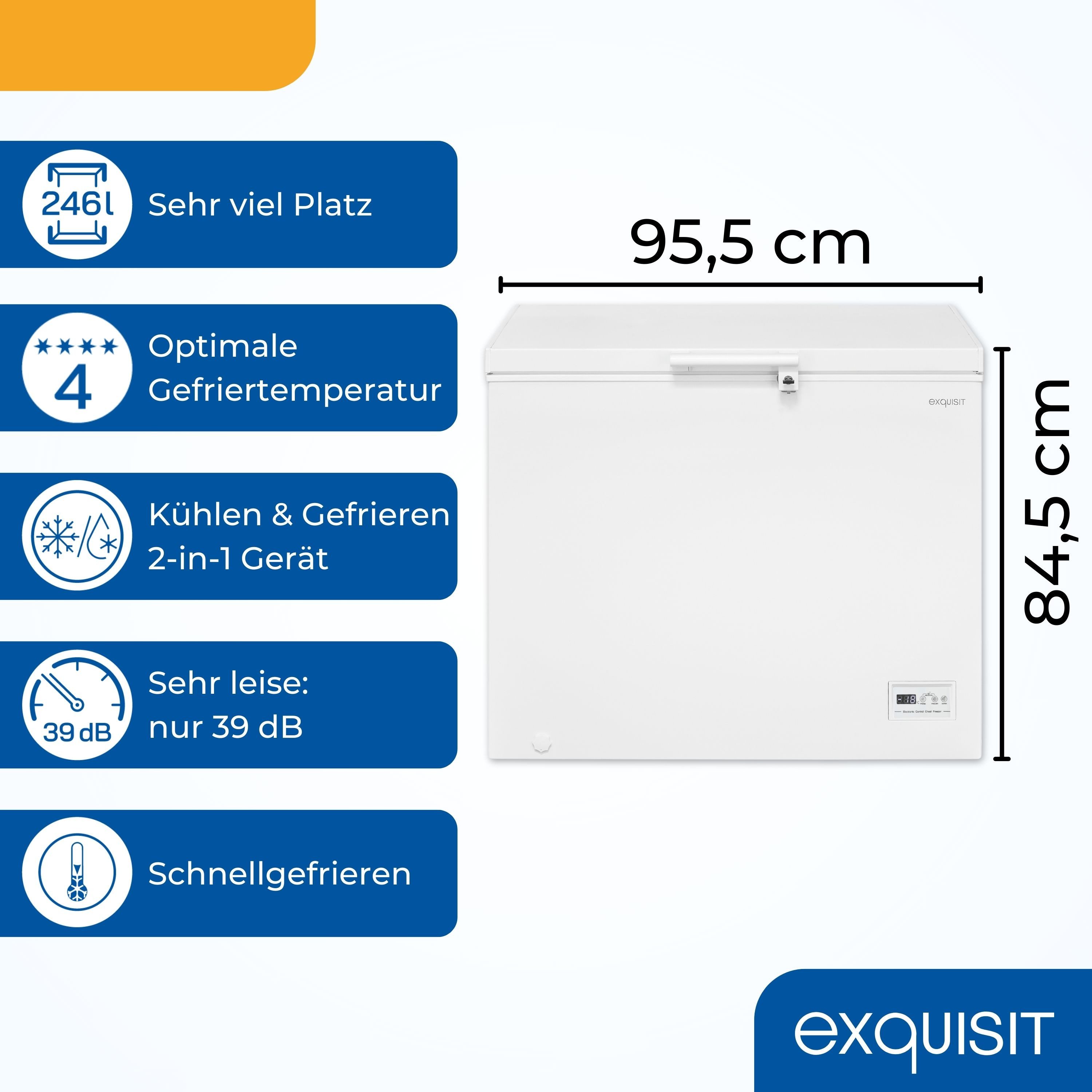 exquisit Gefriertruhe GT250-HE-040D, 95,5 cm breit, 246 l