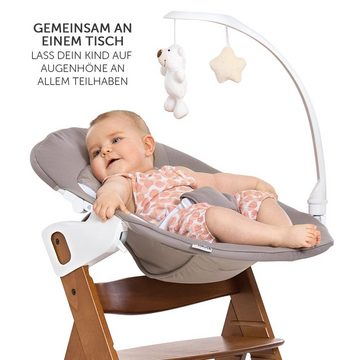 Hauck Hochstuhl Alpha Plus Walnut Newborn Set Deluxe (Set, 4 St), Holz Babystuhl ab Geburt inkl. Aufsatz für Neugeborene & Sitzauflage