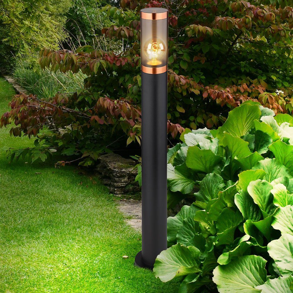 rauch inklusive, Wegelampe Globo 80 Edelstahl cm schwarz nicht Pollerleuchte, Leuchtmittel H Gartenleuchte Außenstehlampe