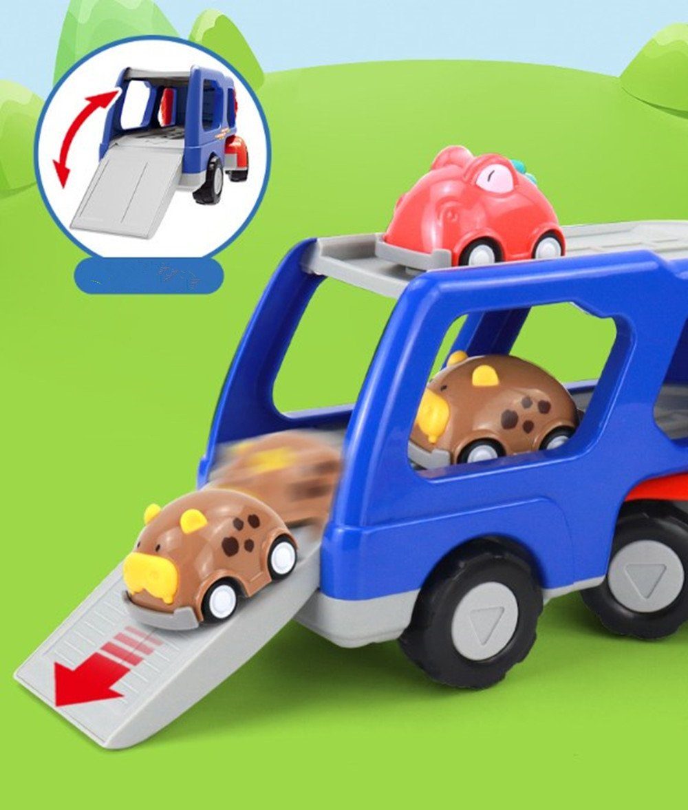 Aoskie Dinosaurier Spielzeug ab 3 4 5 Jahre, 23 Stück Truck Spielzeug mit  Lichtern und Tönen, 3 Spielzeugautos, 12 Dinosaurier Figuren für Kinder