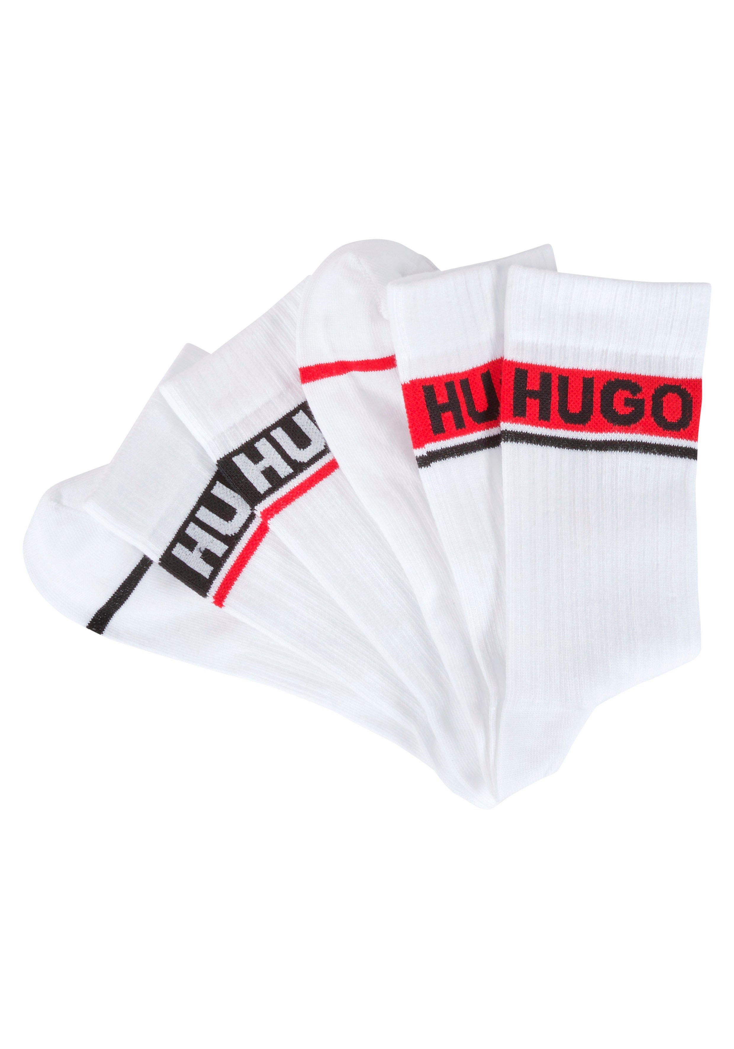 HUGO Socken (Packung, 2er Pack) mit kontrasfarbenem Logodetail weiß