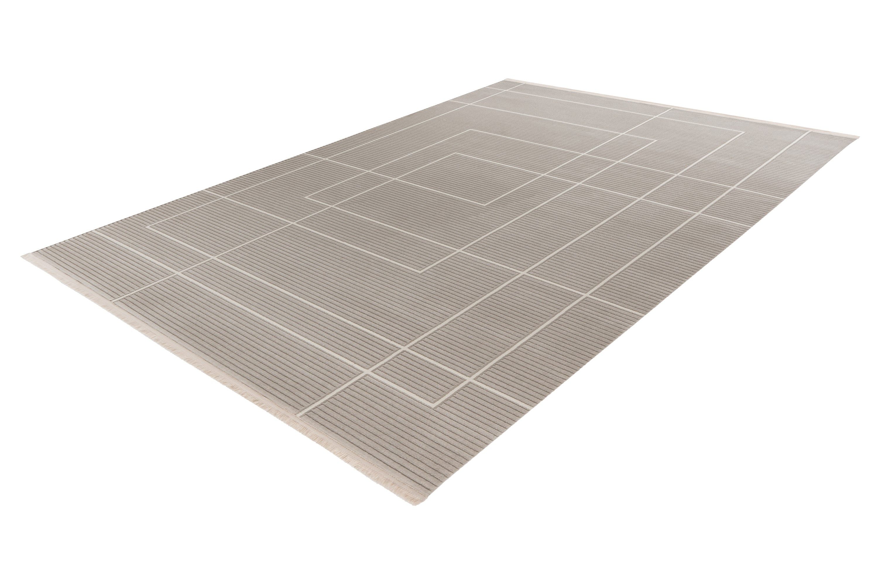 Kayoom Teppich Stage 125, rechteckig, Höhe: 11 mm, weicher Kurzflor, Hoch Tief Struktur, Wohnzimmer