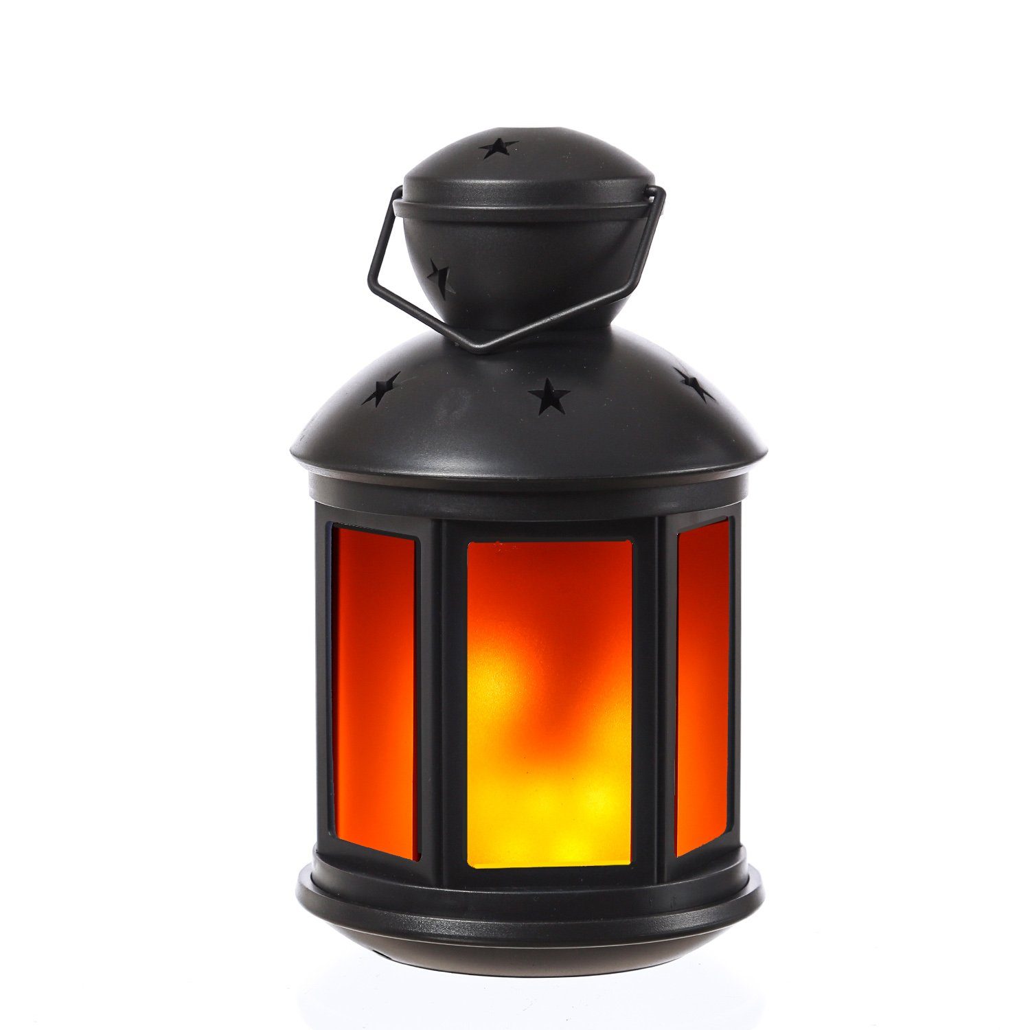 MARELIDA LED Laterne LED Laterne flackernd Classic, LED amber 22cm schwarz, mit Dekolaterne Flammeneffekt