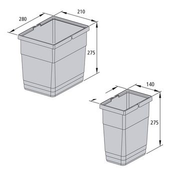 SO-TECH® Mülltrennsystem Ninka Abfalltrennsystem eins2vier 39 L KB 600 mm dunkelgrau / alugrau, Seitenstärke 16 mm