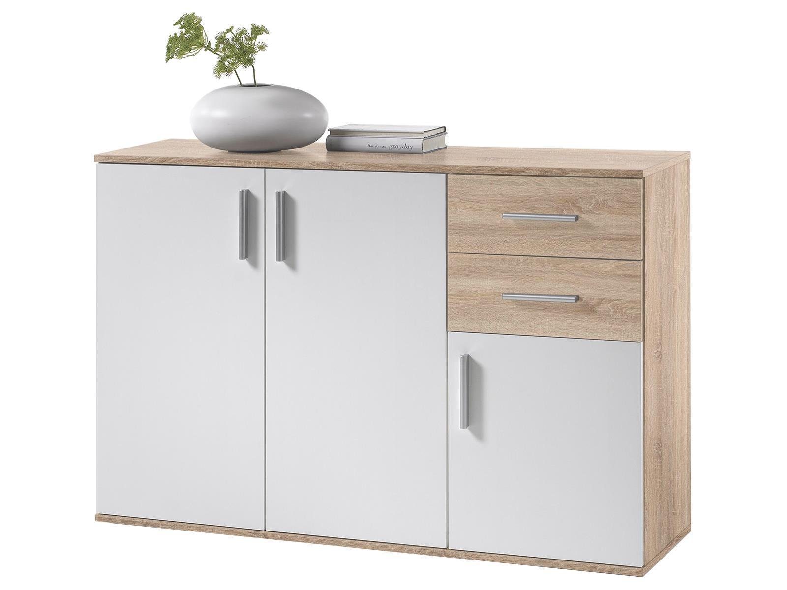 PREISBRECHER Kommode Kommode >Freida< in Weiß - 120x82x35cm (BxHxT), 120 x 82 x 35 cm (B/H/T)